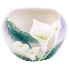 Signed Franz Porcelain Floral Vase Bowl Designed by May Wei Xuet-Mei