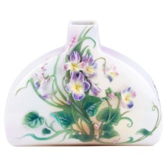Signed Franz Porcelain Relief Floral Vase Designed by Li Yum