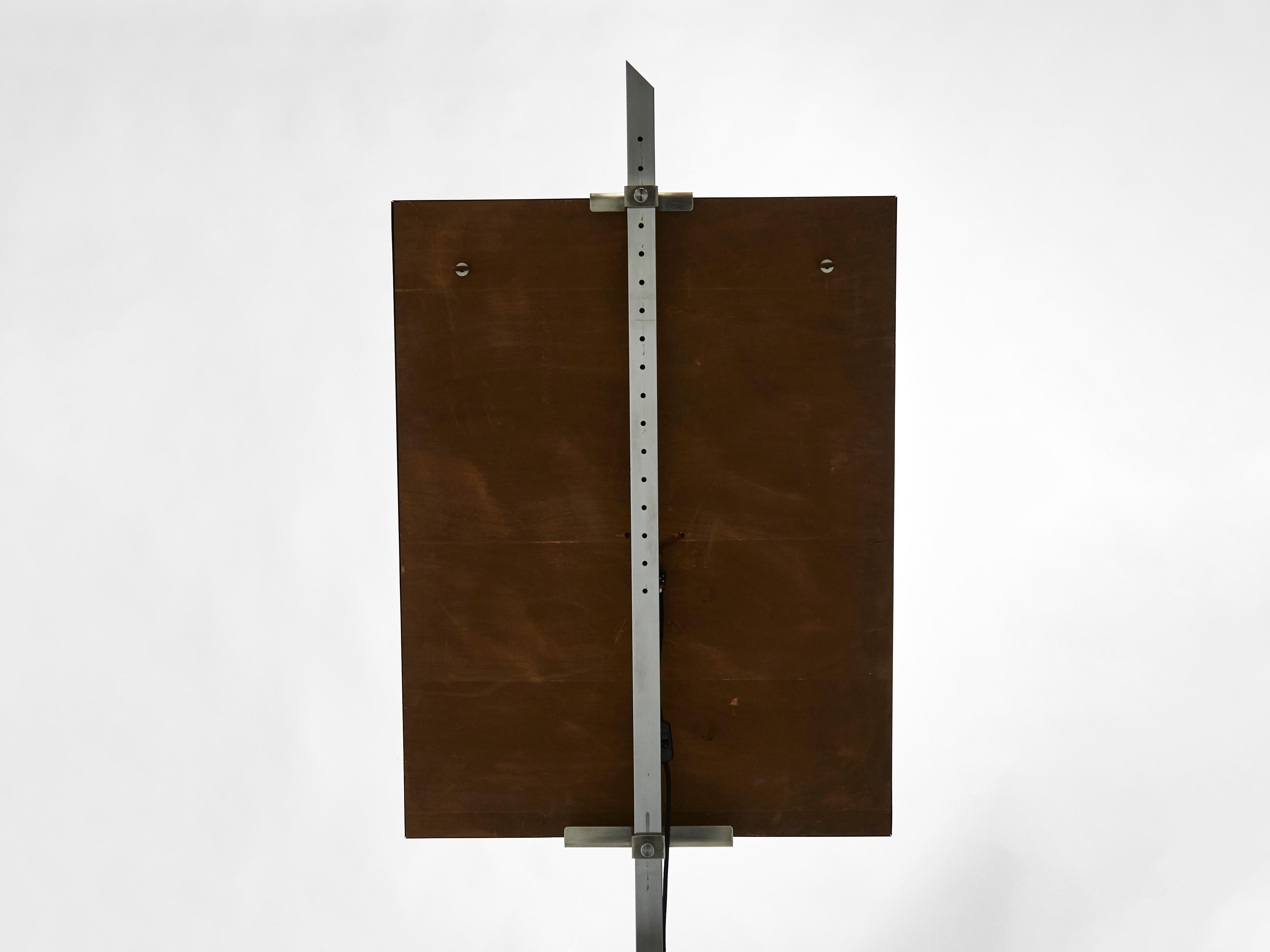 Signed Fred Brouard Steel Bronze Sculpture Chevalet Wall Lamp, 1976 For Sale 3