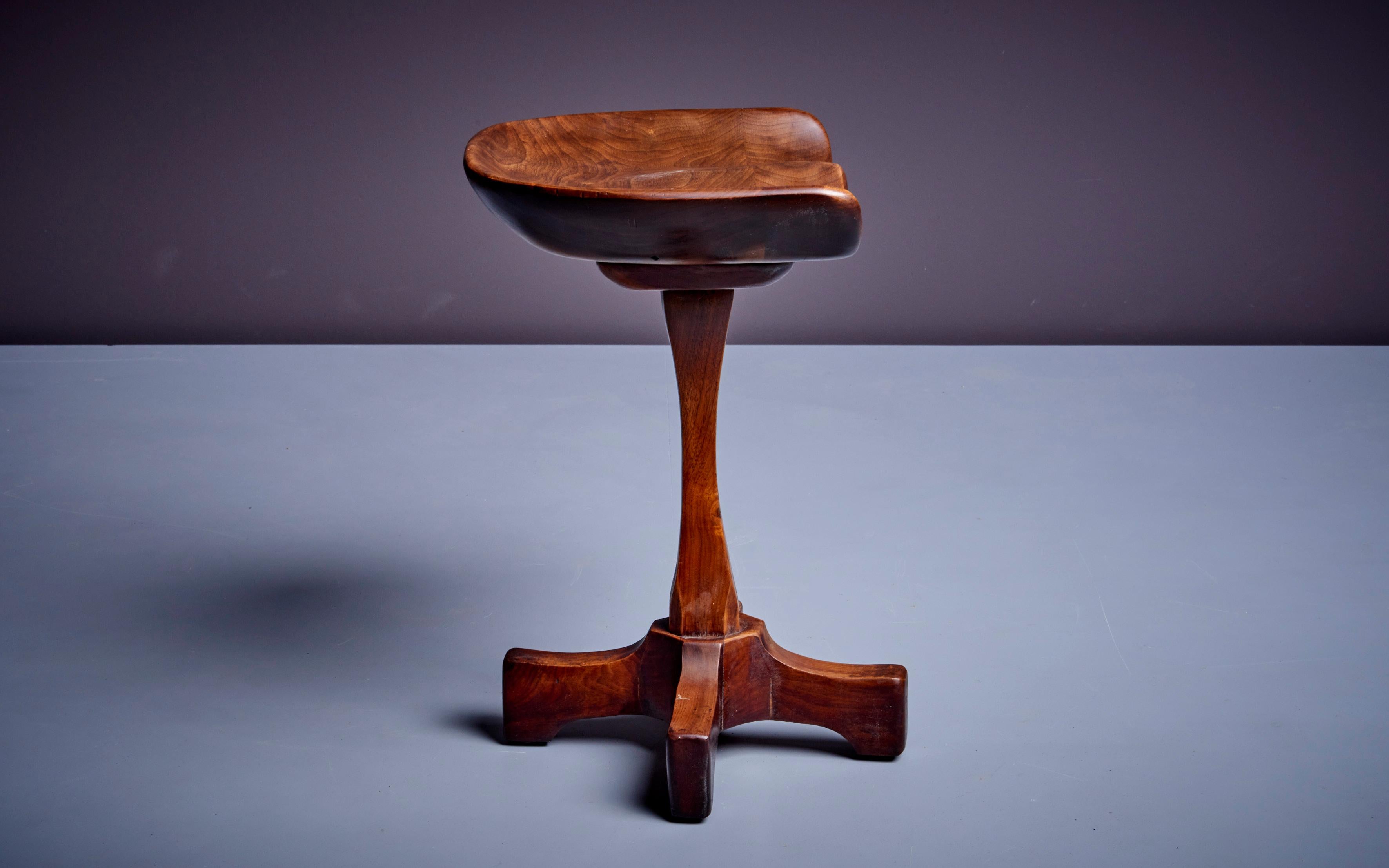 American Signed Fred Camp Studio Stool in Solid Walnut USA, 1981 For Sale