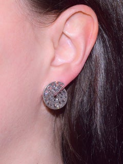 Fred Leighton Rose Cut Diamond Pavé Twisted Disc Earrings