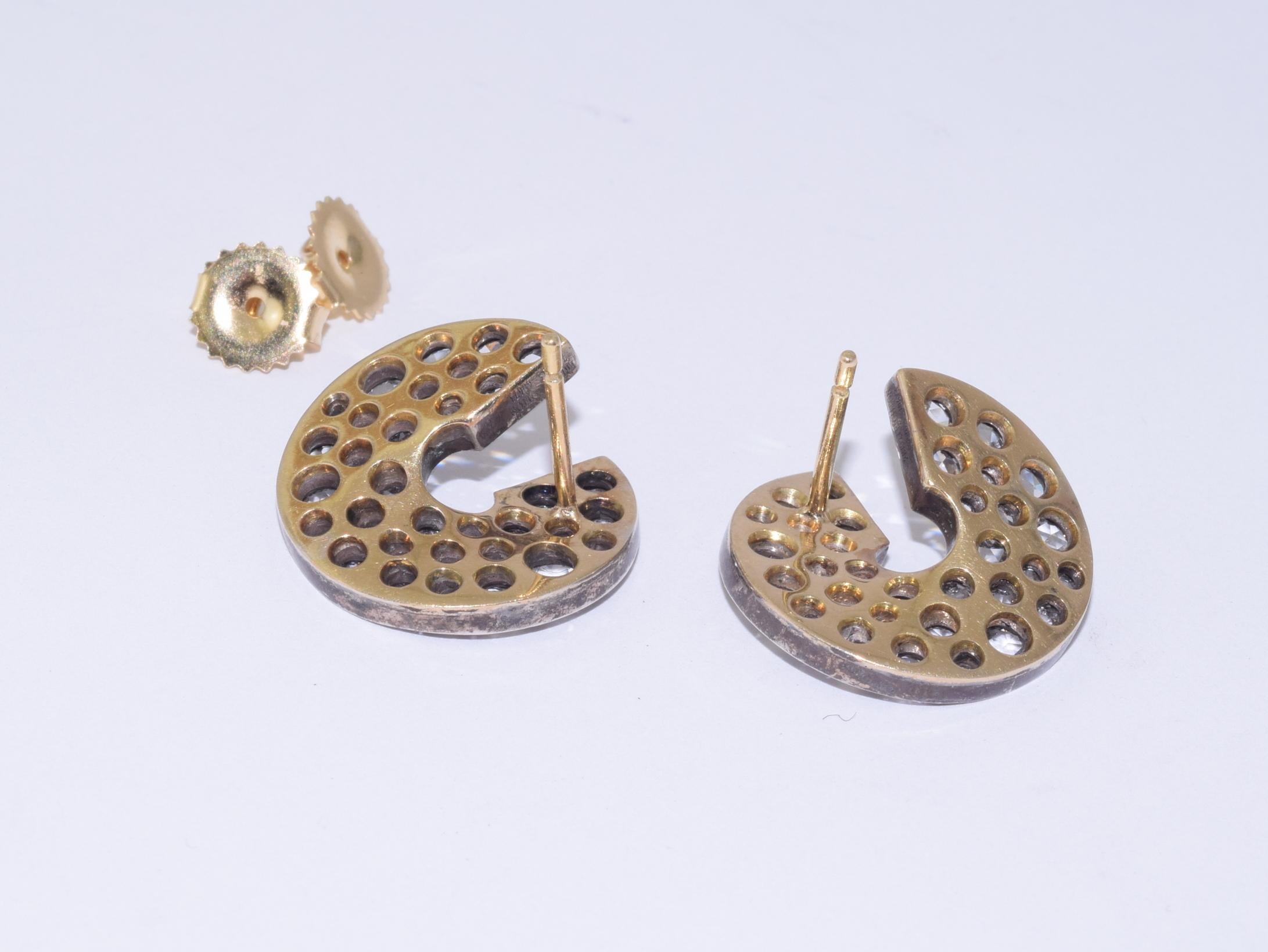 Fred Leighton Rose Cut Diamond Pavé Twisted Disc Earrings In New Condition In New York, NY