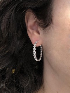 Signed Fred Leighton Rose Cut Diamond Rosette Hoop Earrings