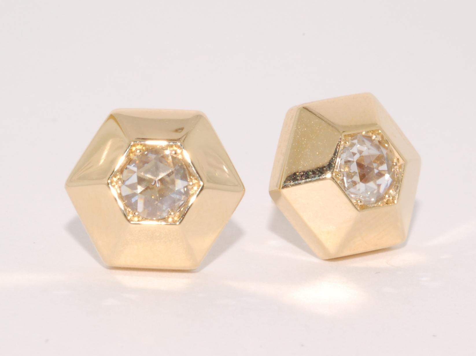 gold hexagon earrings