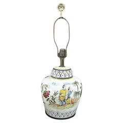 Signed Frederick Cooper Asian Chinoiserie Figures and Flowers Table Lamp