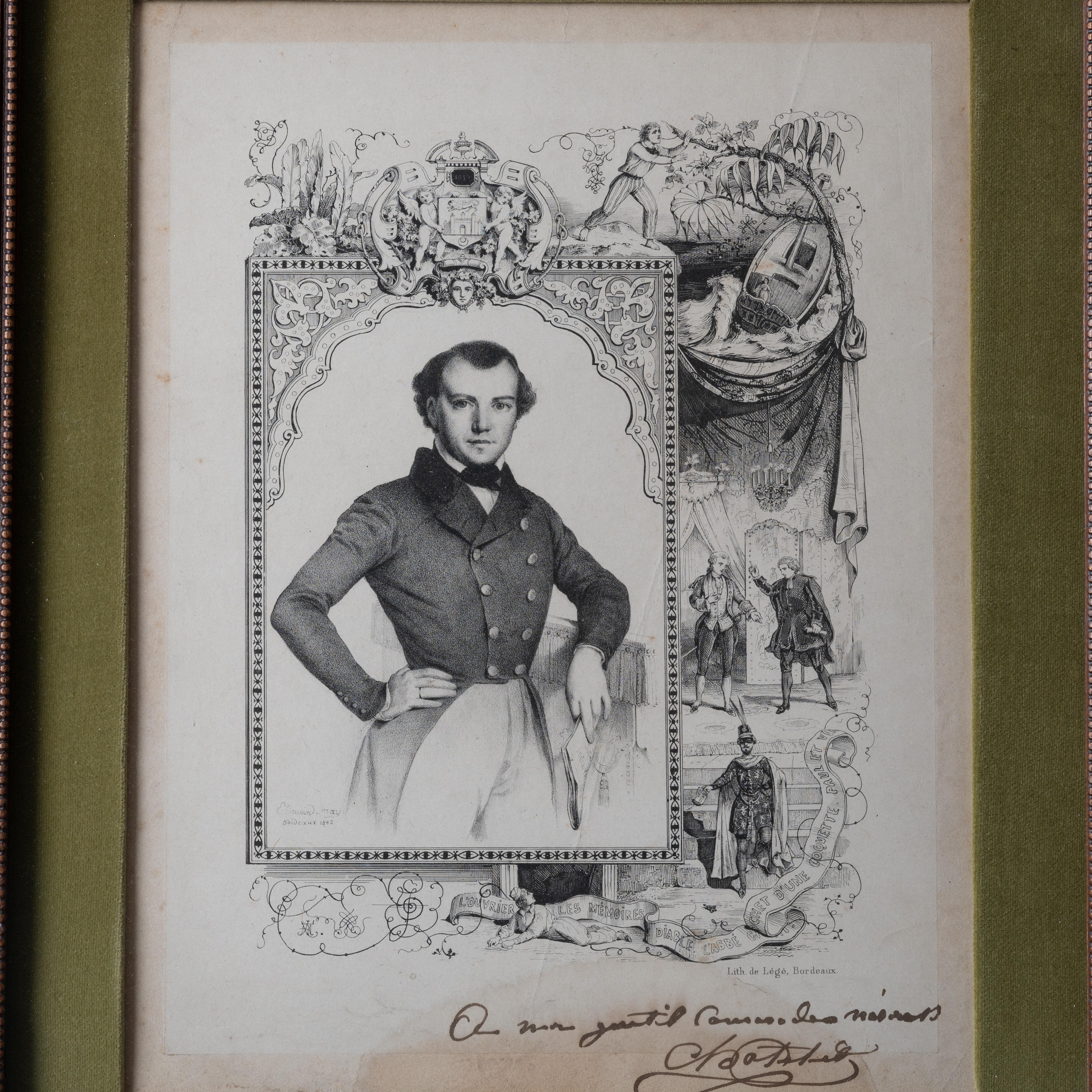 Litografías firmadas de actores franceses, c.1843 en venta 2