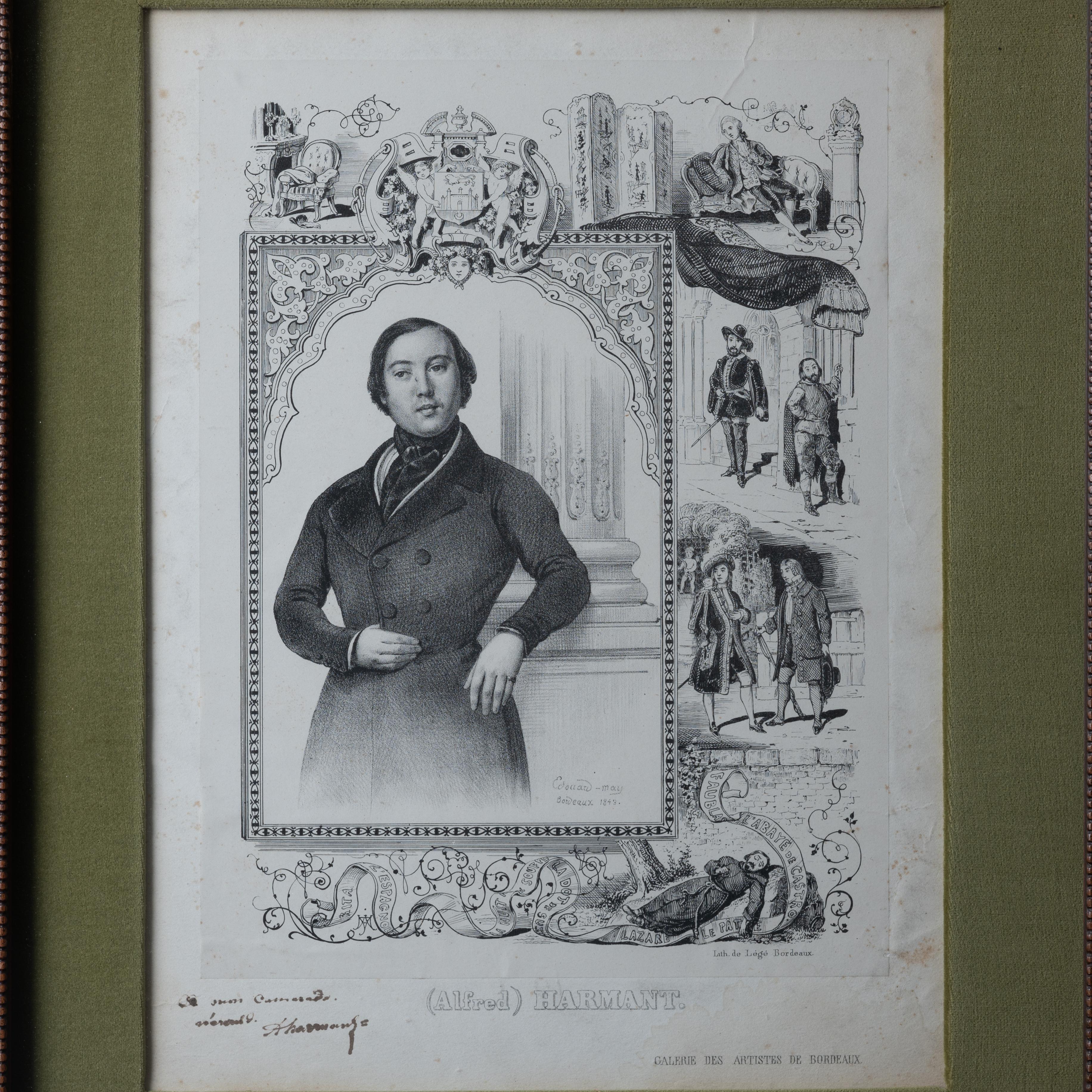 Litografías firmadas de actores franceses, c.1843 en venta 3