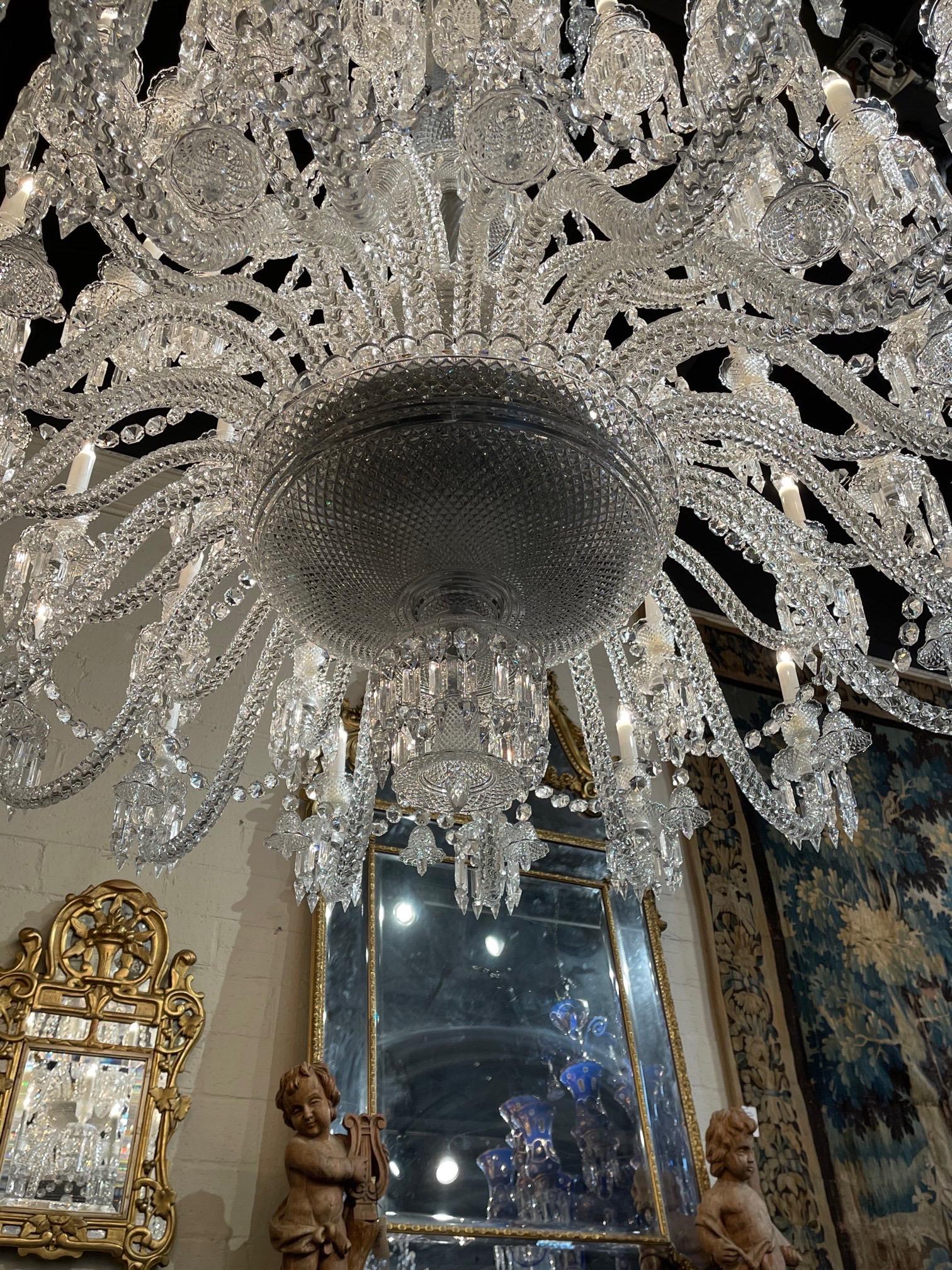 Signed French Baccarat 48-Light Chandelier In Good Condition In Dallas, TX
