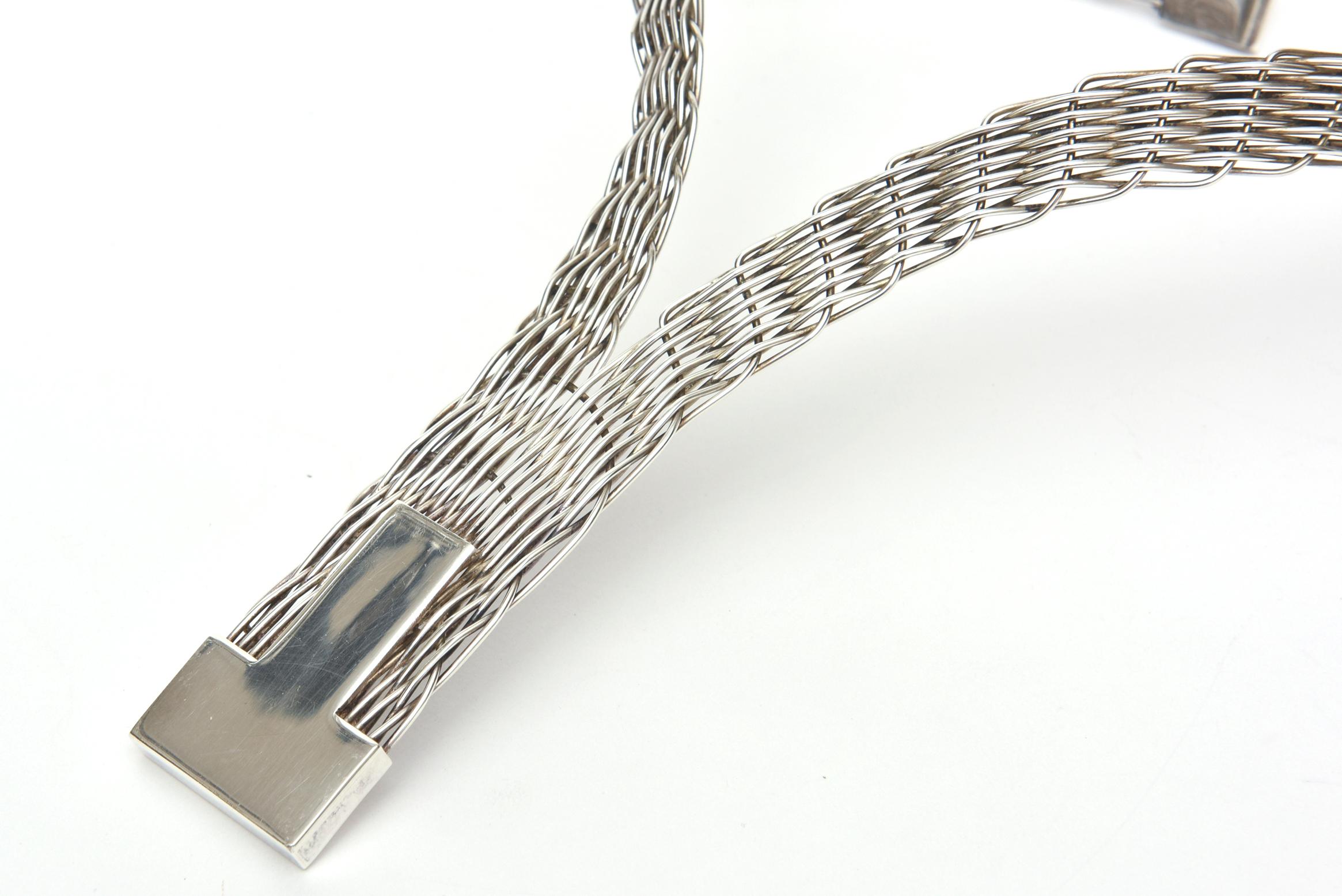 Modern   French J.P. Coutrel Silver-Plate V Necklace For Sale