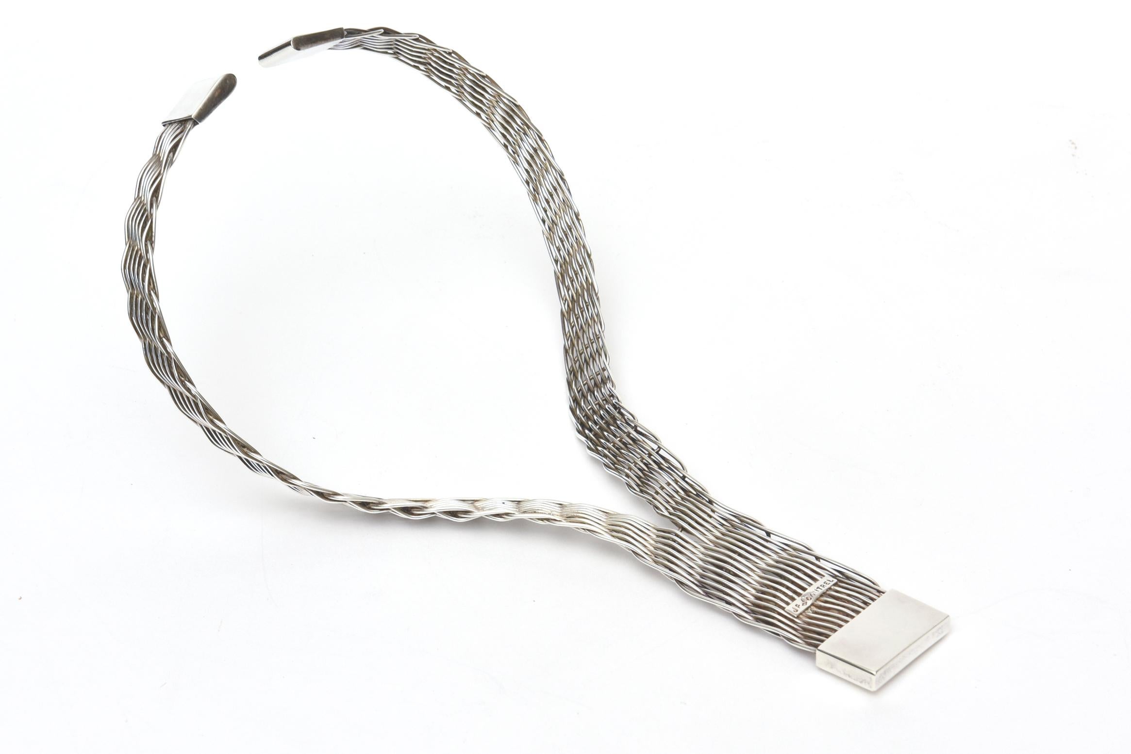   Französisch J.P. Coutrel V-Halskette mit Silberplatte im Angebot 3
