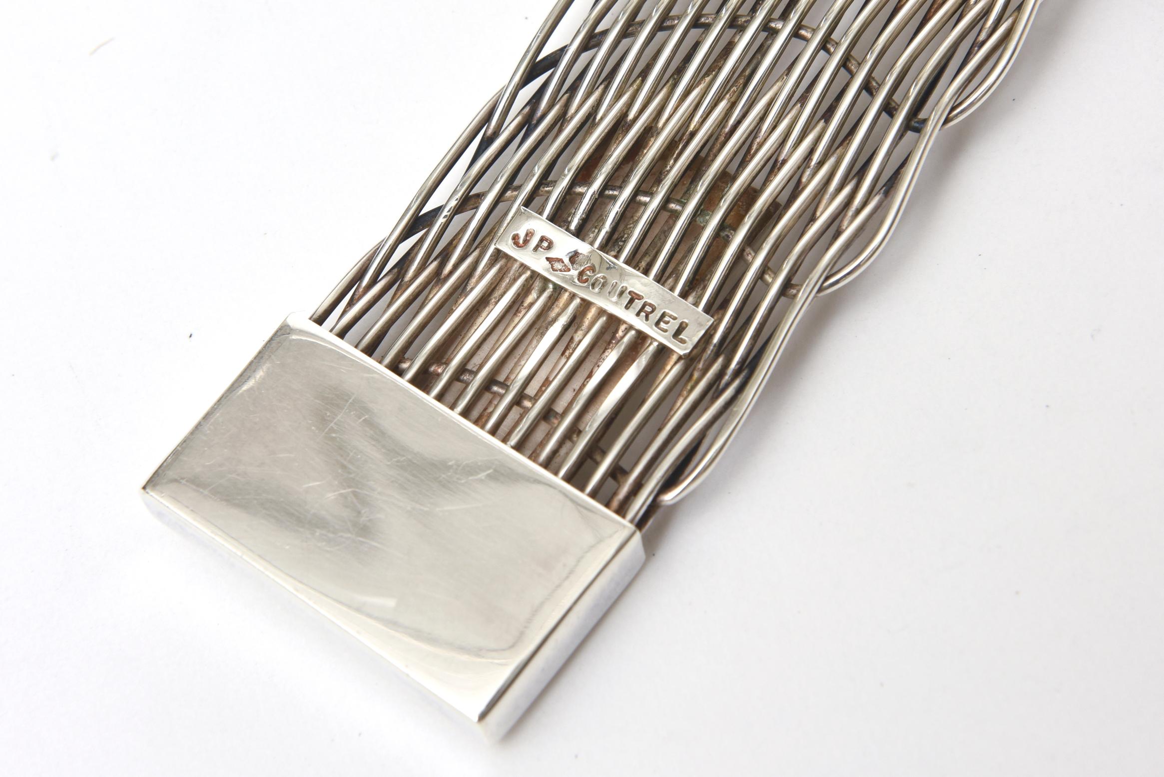   Französisch J.P. Coutrel V-Halskette mit Silberplatte im Angebot 4