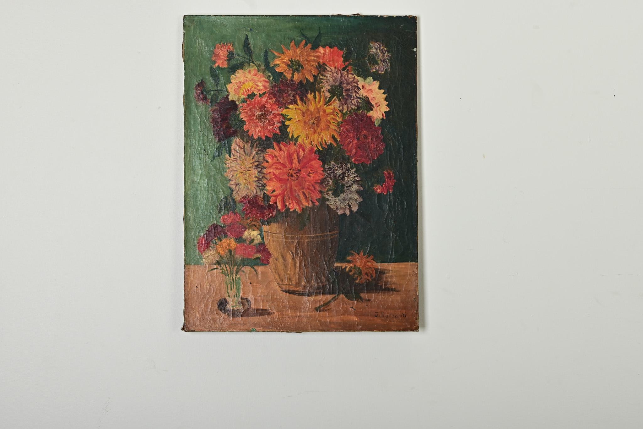 Altro Pittura floreale francese firmata dei primi del Novecento