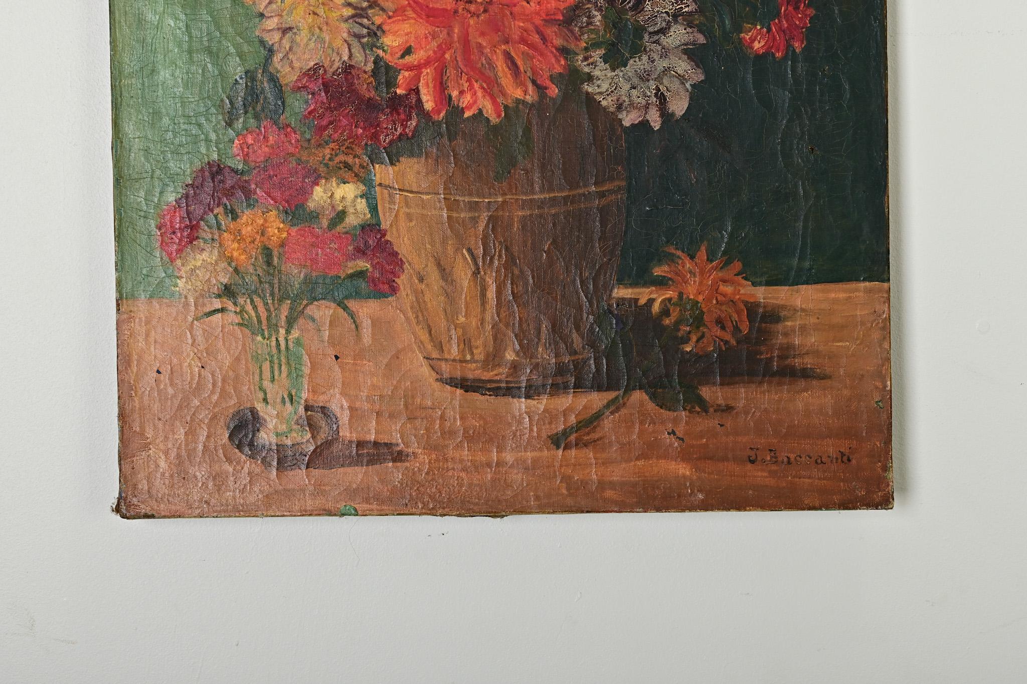 Francese Pittura floreale francese firmata dei primi del Novecento