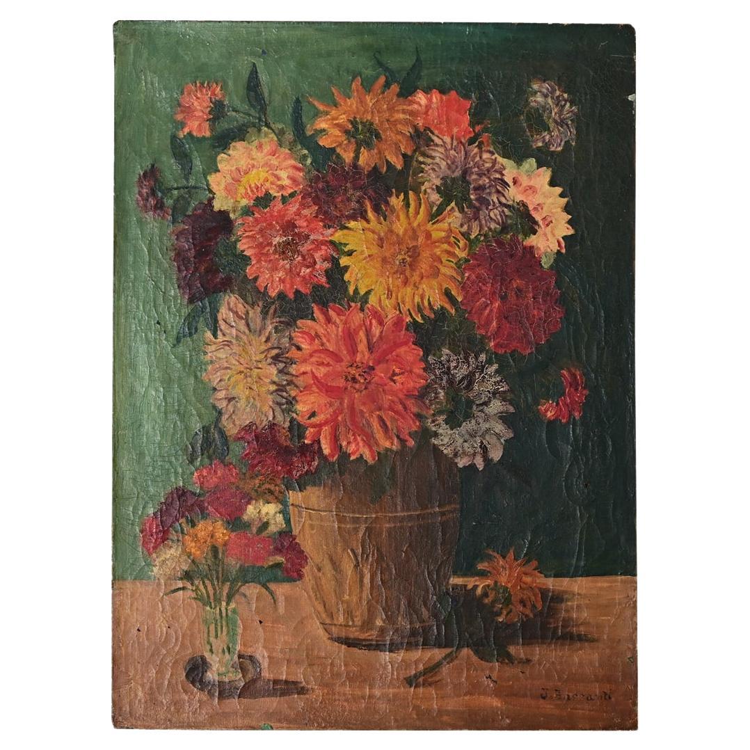 Pittura floreale francese firmata dei primi del Novecento