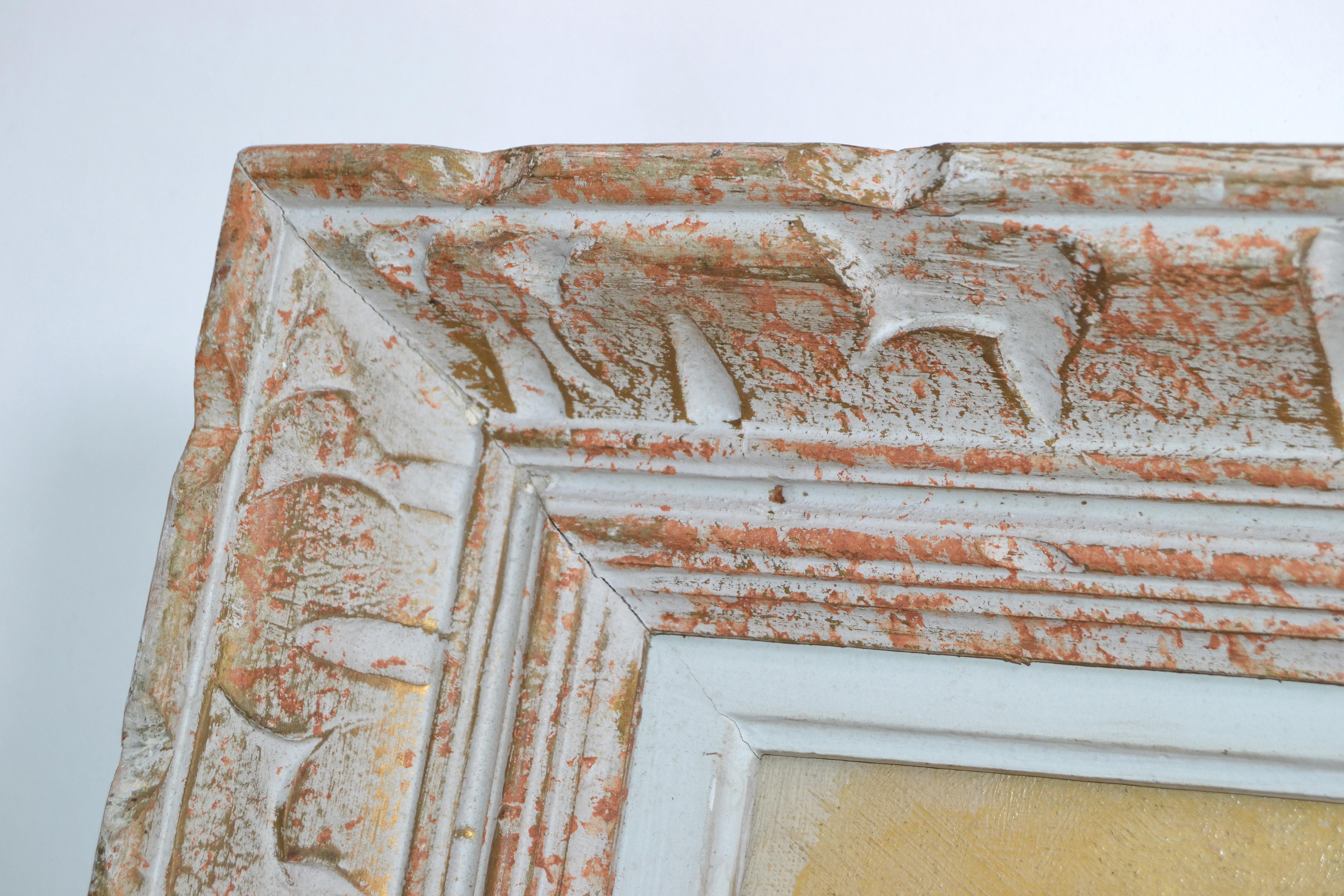 Canvas Signed French Framed Artwork Resting Nude Woman Hand Carved Bleached Oak Frame For Sale