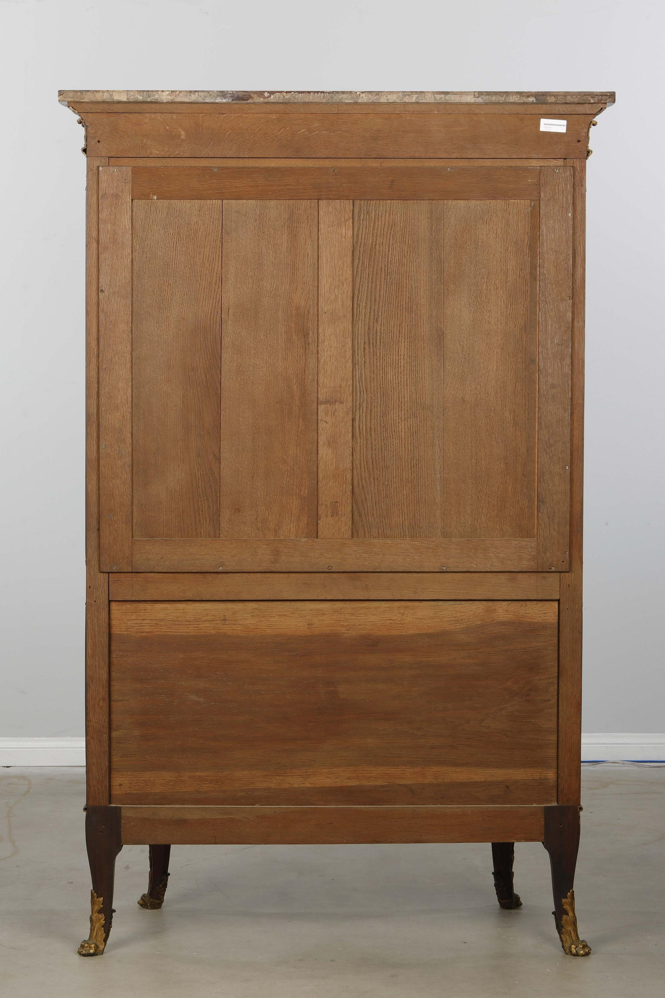 Signed French Gilt Bronze Mounted Vitrine Cabinet, 19th Century In Good Condition In Cypress, CA