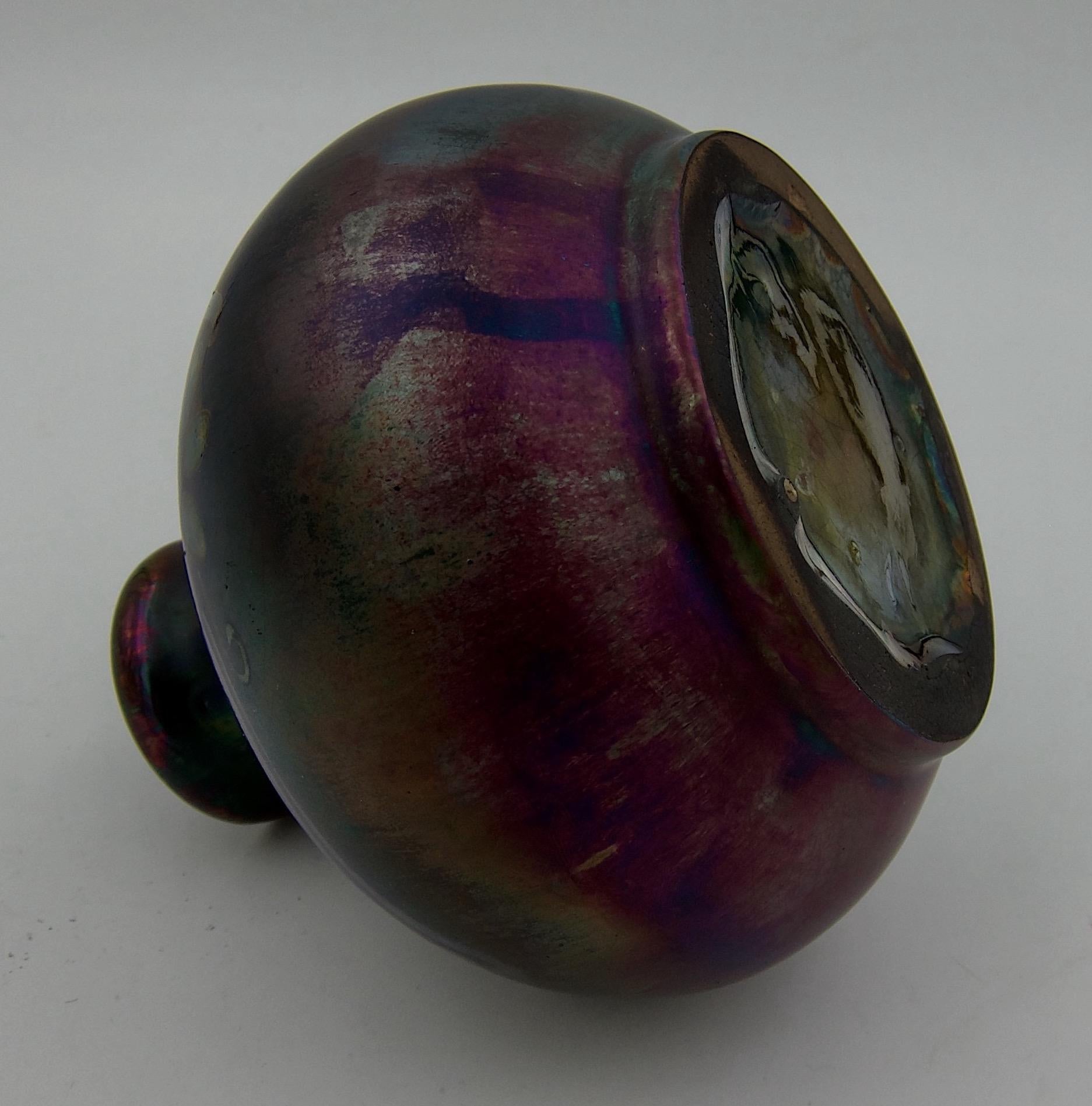 Signed Montieres French Metallic Luster Vase 3