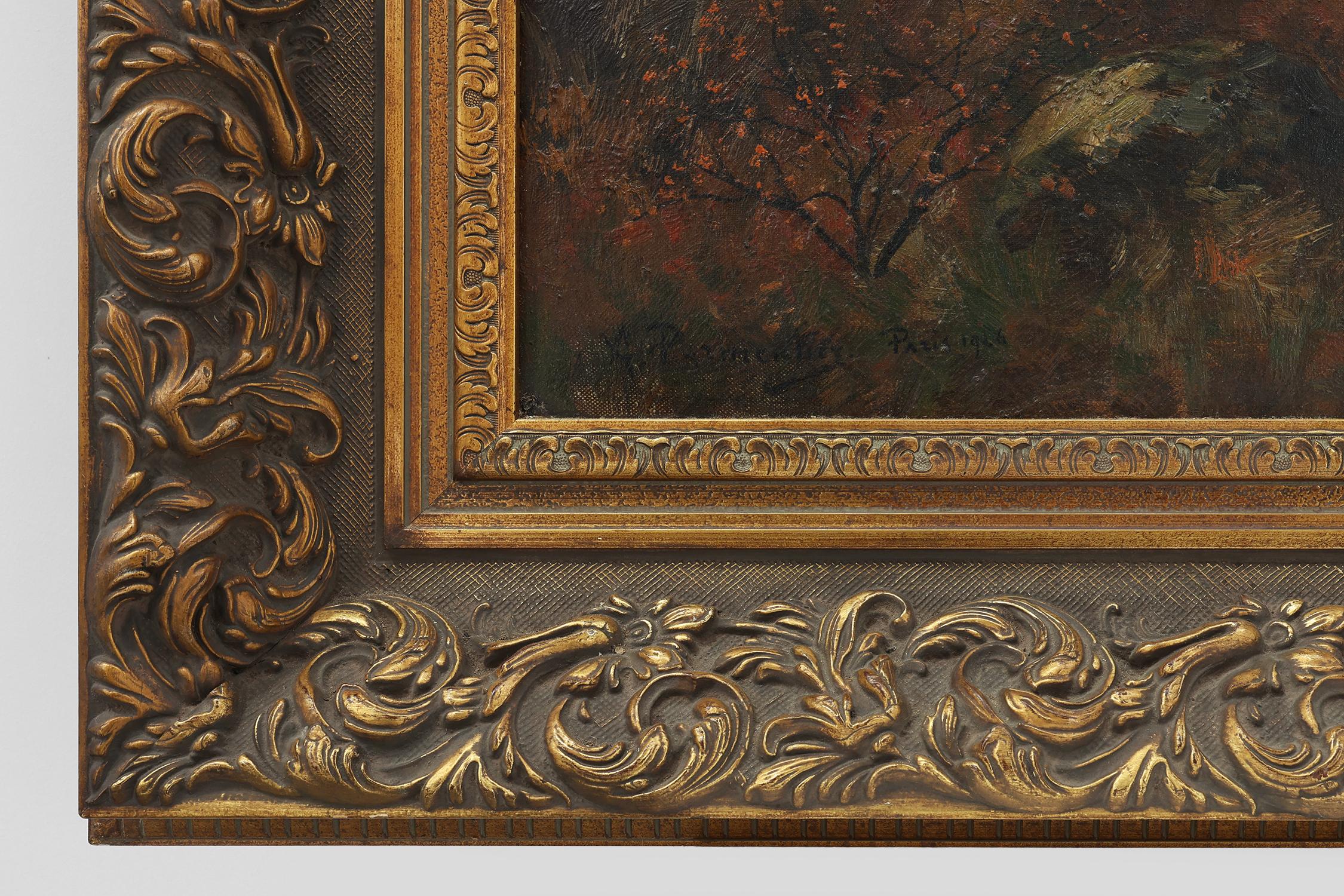 Signiert Französisch Öl auf Leinwand Gemälde eines Waldes, Paris, 1926 (Handbemalt) im Angebot