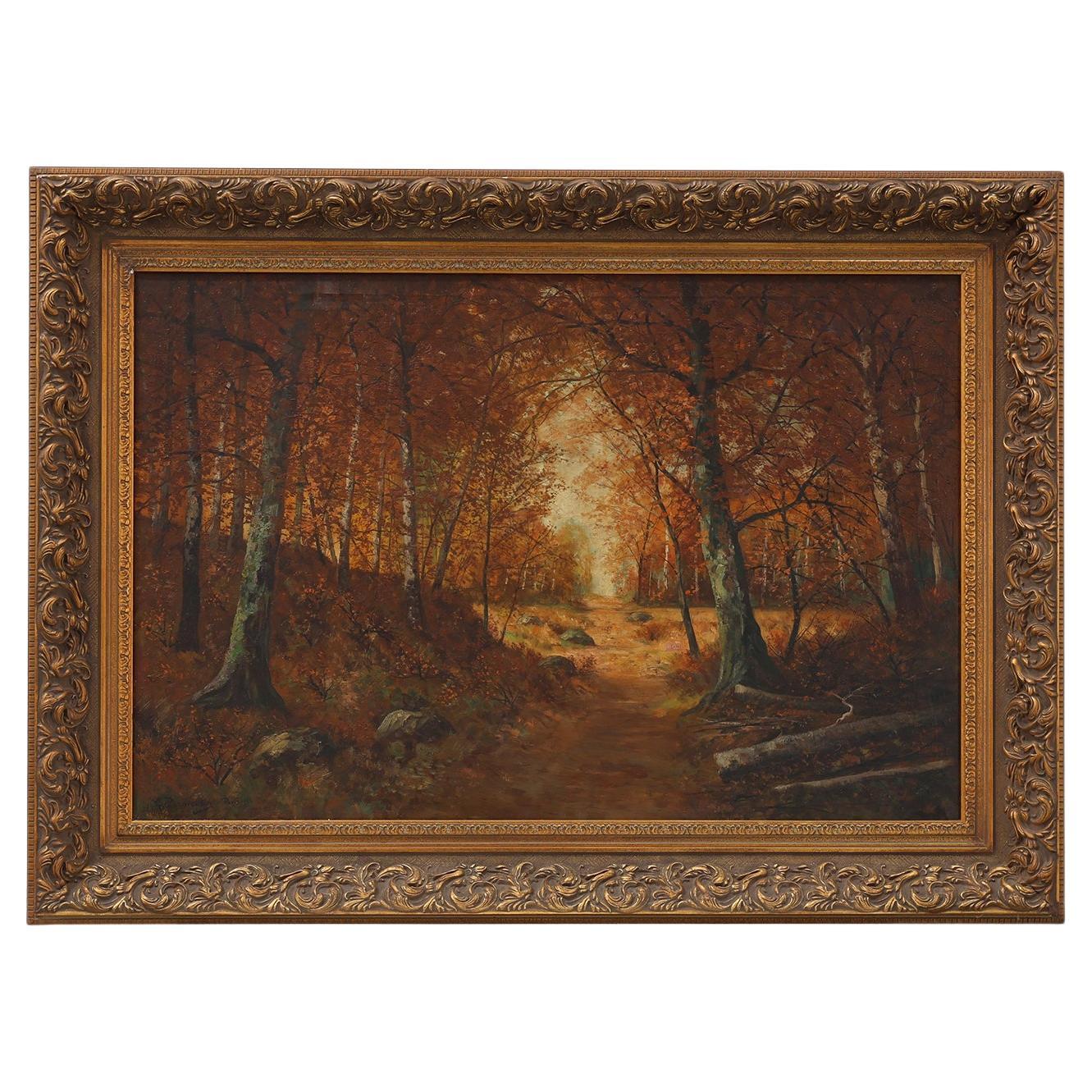 Signiert Französisch Öl auf Leinwand Gemälde eines Waldes, Paris, 1926