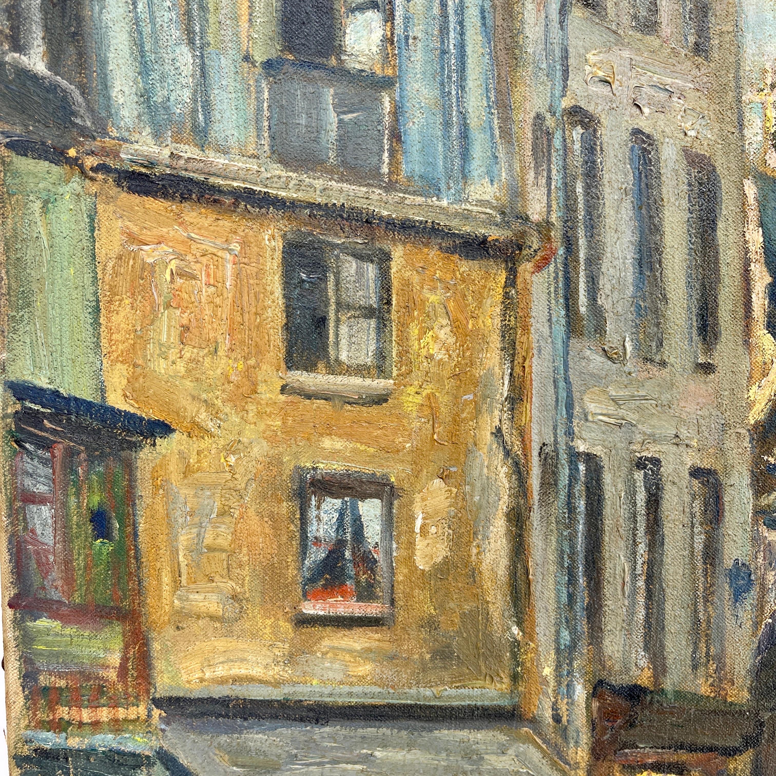 Signed French Oil Painting of Paris City Scene, St Severin Mid 20th Century  For Sale 2