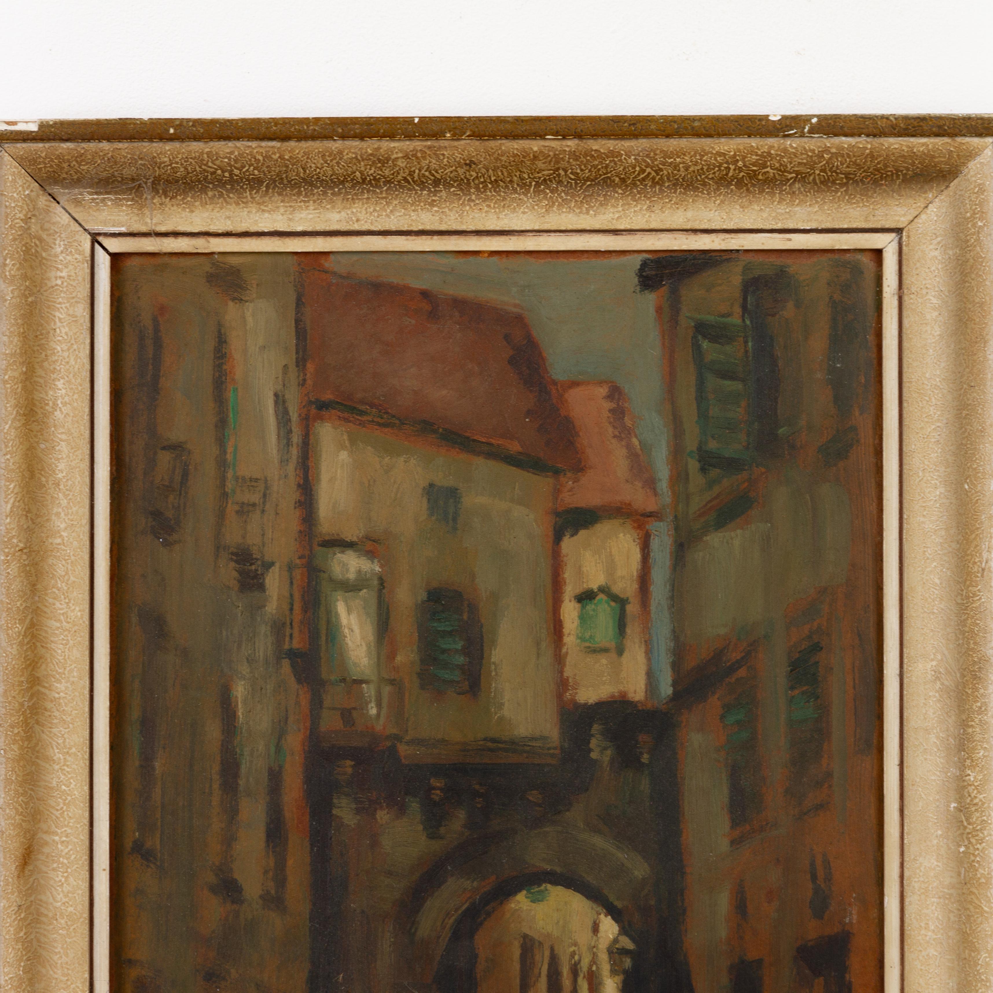 In good condition
From a private collection
Free international shipping
Signed French Oil Painting View of a Street 
