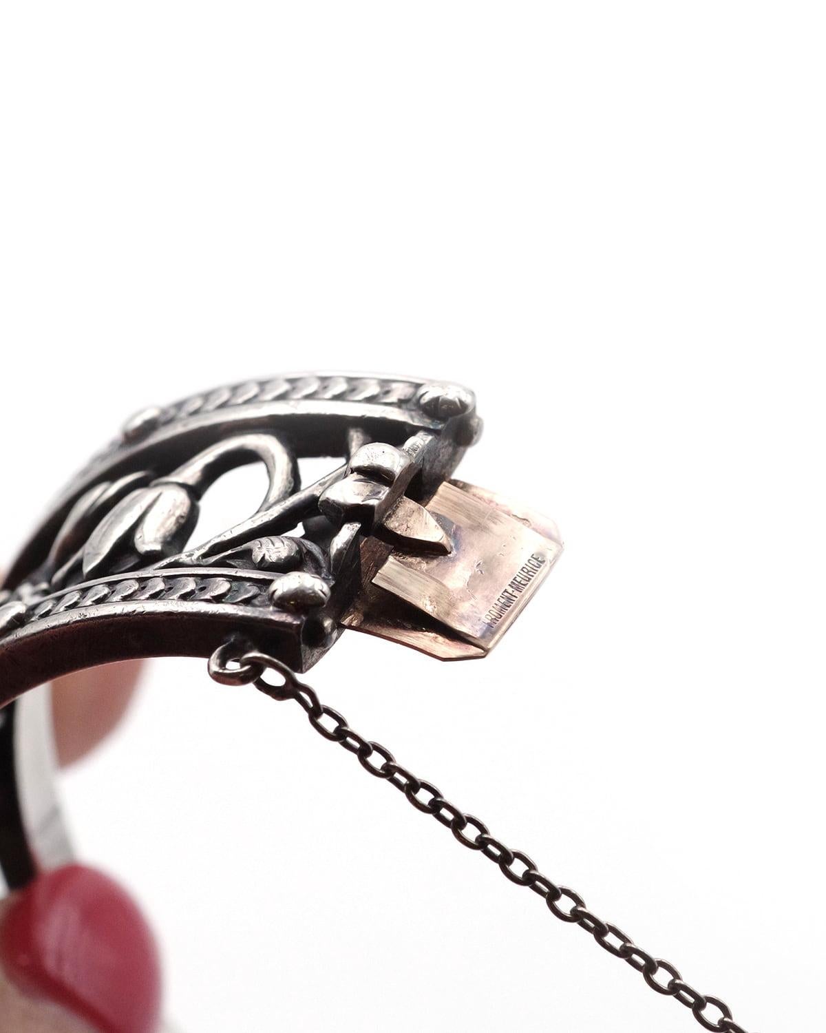 Women's Signed Froment-Meurice bangle bracelet in silver and 18k gold, French Victorian For Sale