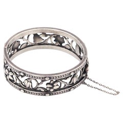 Signed Froment-Meurice bangle bracelet in silver and 18k gold, French Victorian