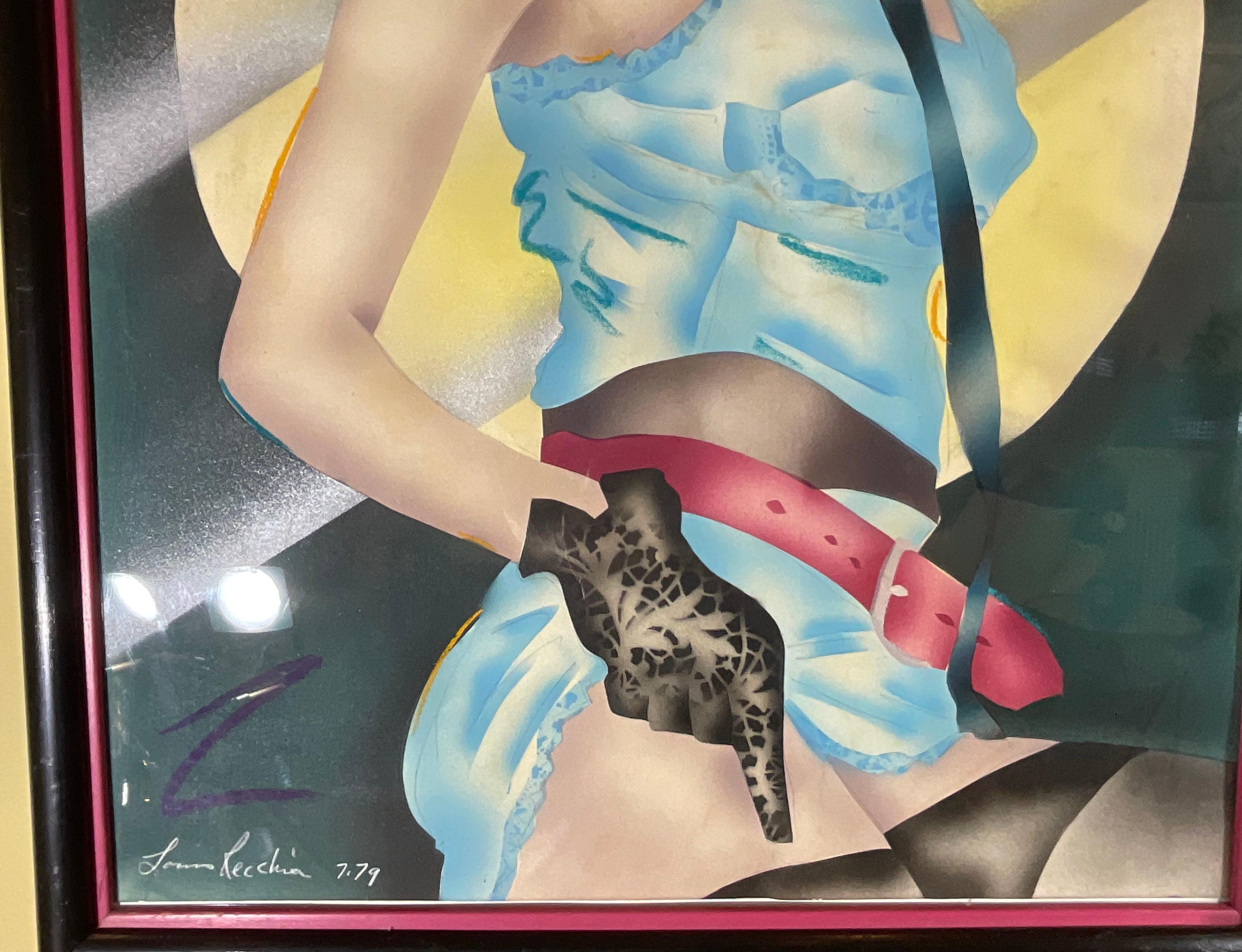 Firmato  Pittura su carta con acquerello funky in vendita 3