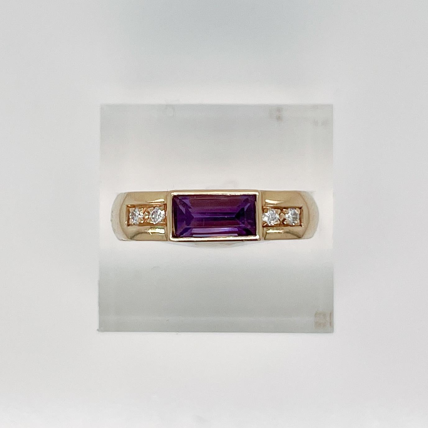 Signed Gabriel Ofeish 14 Karat Gold & Amethyst Band Ring For Sale 4