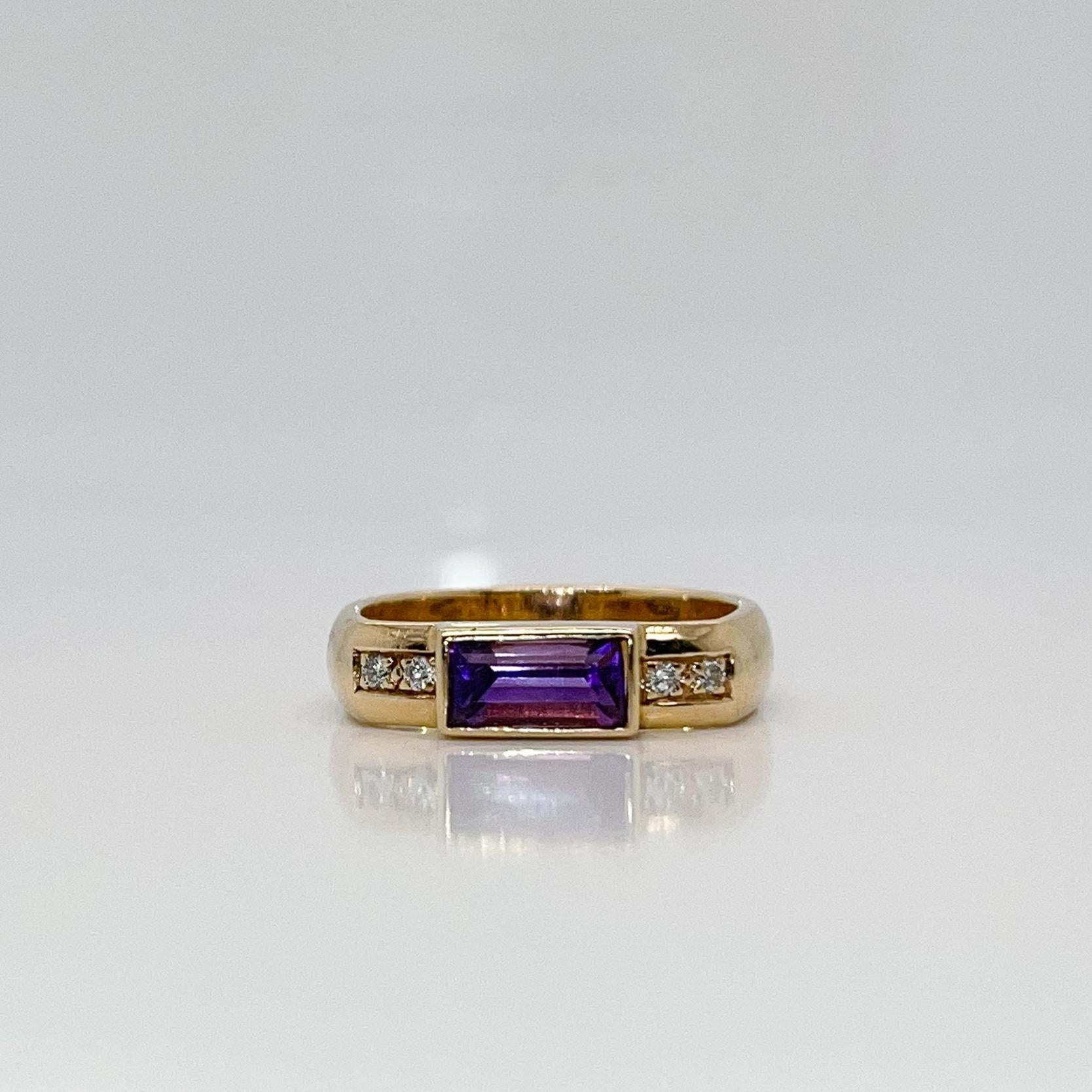 Ring, signiert Gabriel Ofeish, 14 Karat Gold & Amethyst (Baguetteschliff) im Angebot