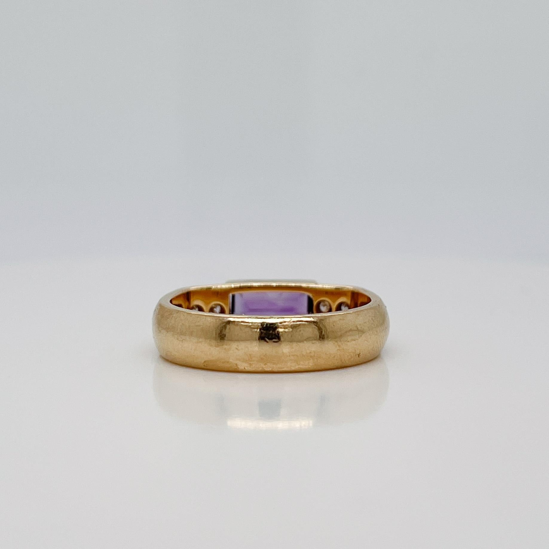 Signed Gabriel Ofeish 14 Karat Gold & Amethyst Band Ring In Good Condition For Sale In Philadelphia, PA