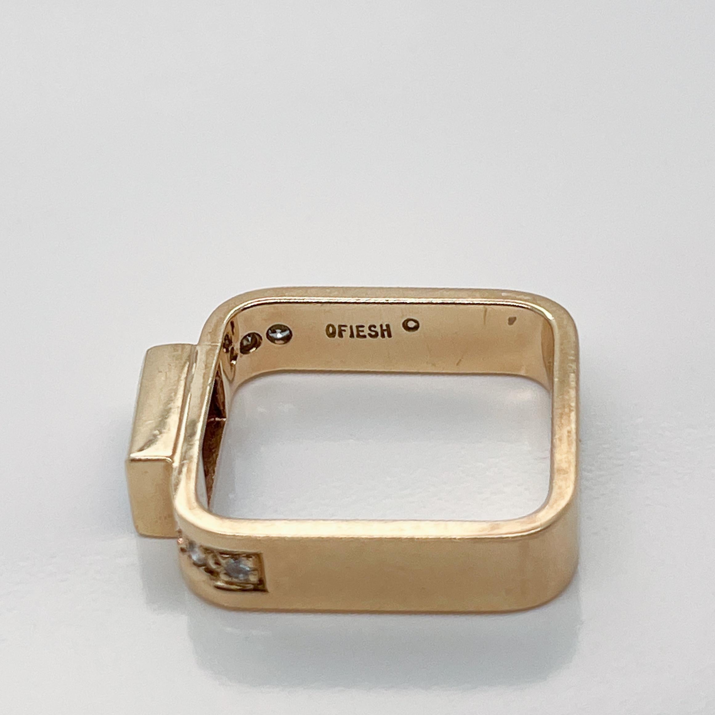 Signed Gabriel Ofiesh 14 Karat Gold & Tanzanite Band Ring For Sale 2