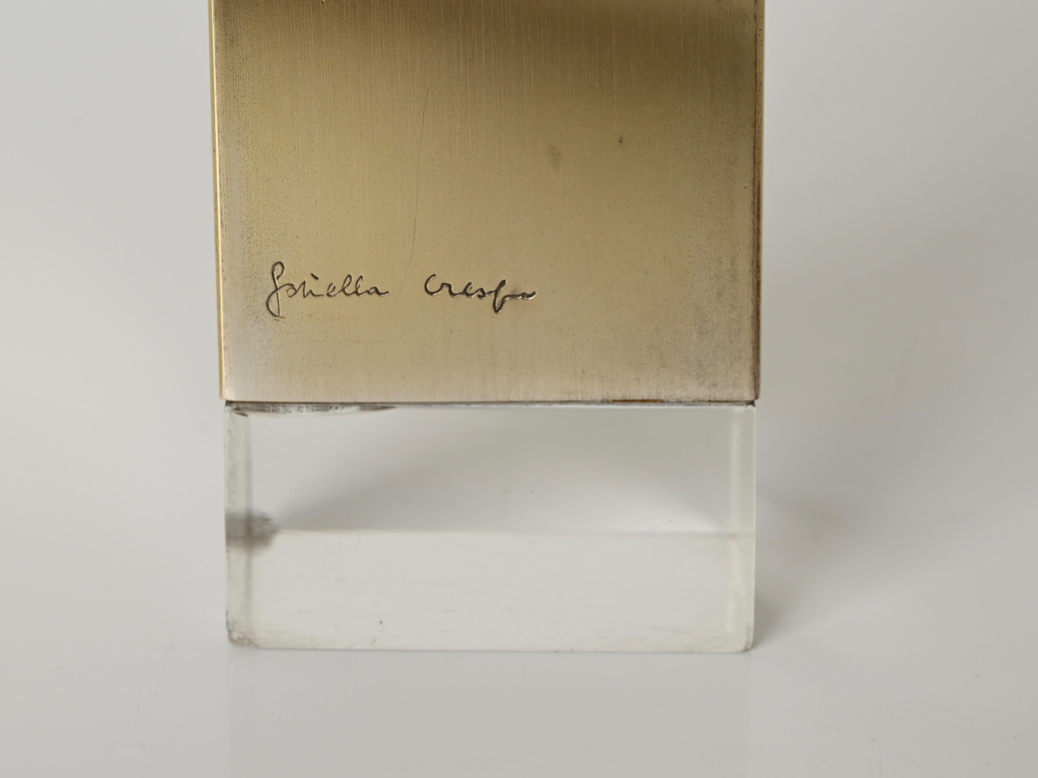 Joyero decorativo firmado Gabriella Crespi en lucita y latón, Italia Años 70 Italiano en venta