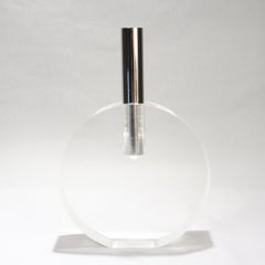 Signed Gabriella Crespi Modernist Lucite & Stainless Steel (Moon Flask) Vase