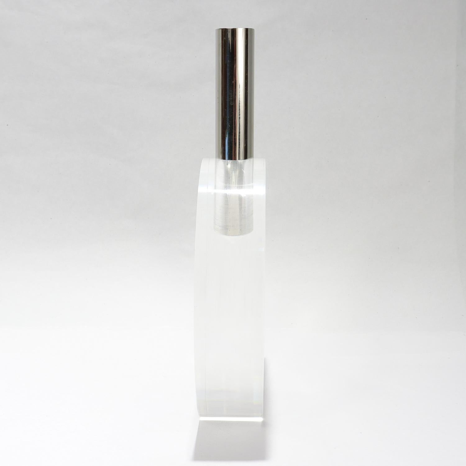 Vase moderniste en lucite et acier inoxydable (flanque lumineux) signé Gabriella Crespi en vente 1