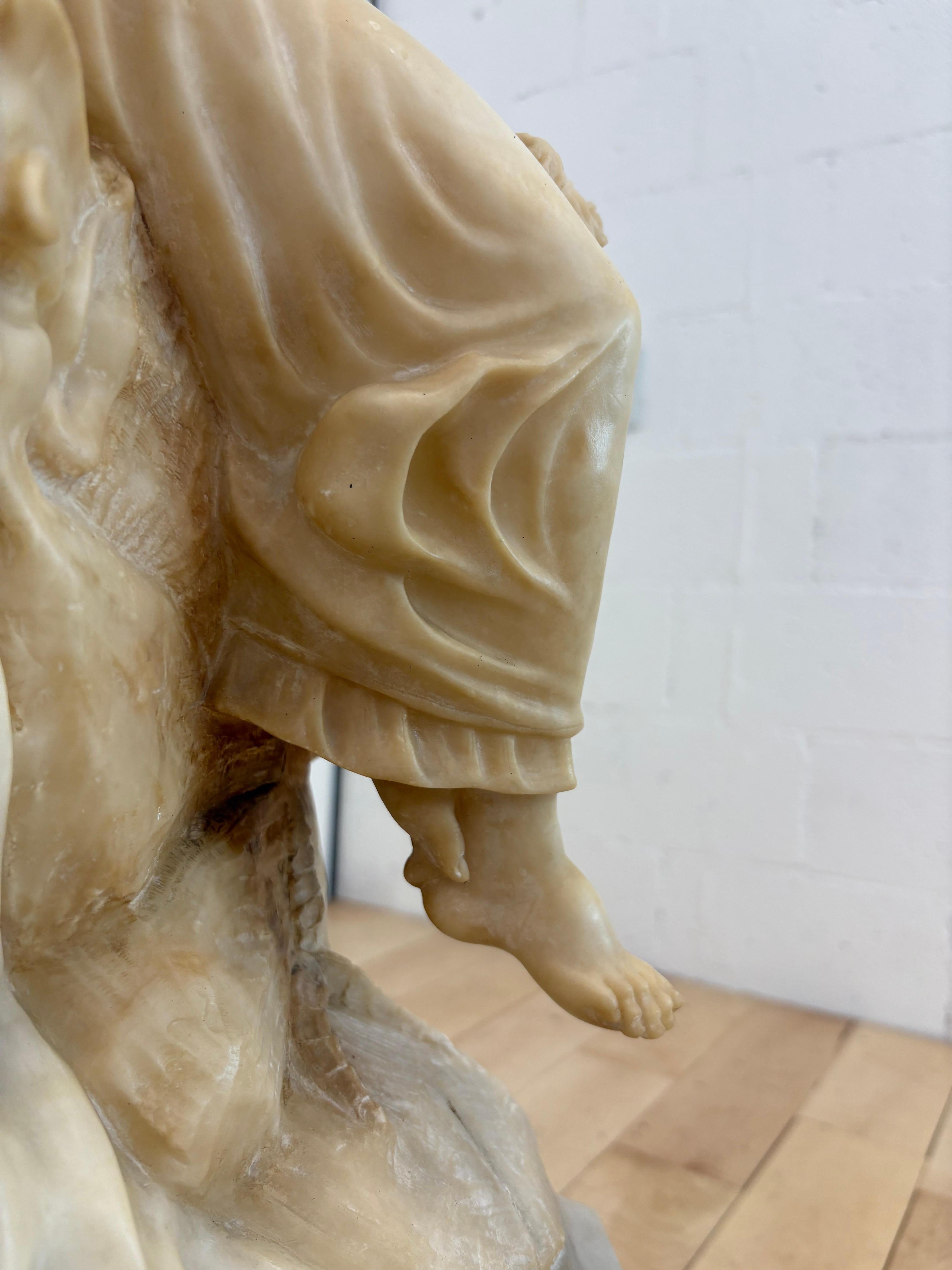 Signed Gaspar Mascagni Alabaster Figural Lamp, Italian, c. 1900 For Sale 4