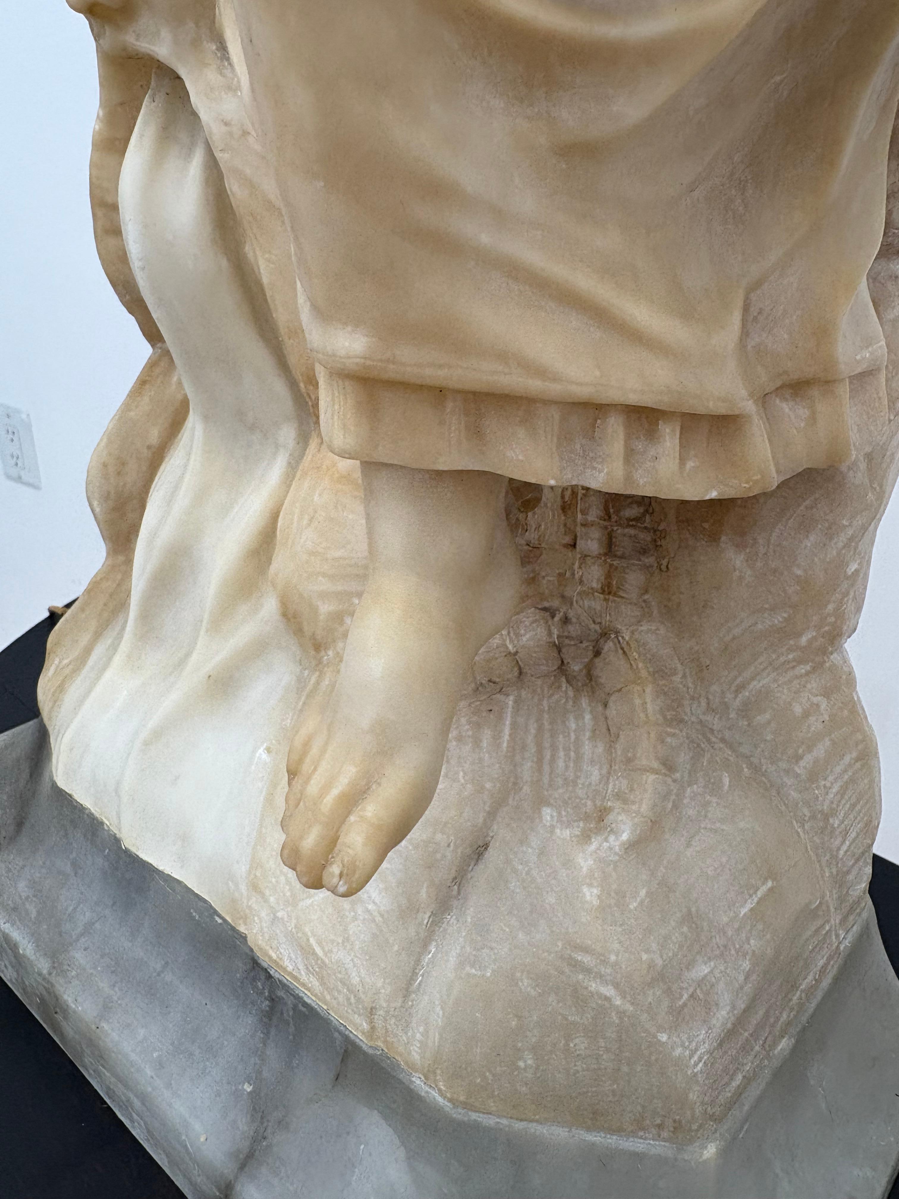Signed Gaspar Mascagni Alabaster Figural Lamp, Italian, c. 1900 For Sale 2