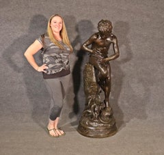 Signierter Gaston Leroux Bronze-Brunnen eines Jungen mit Schlangen