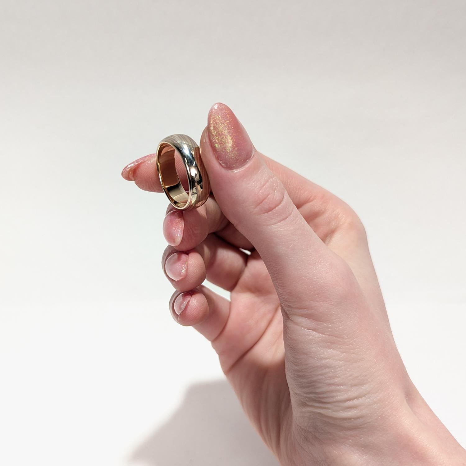 Anello firmato George Sawyer in oro 14K Mokume-gane a fascia mezza rotonda In condizioni buone in vendita a Philadelphia, PA