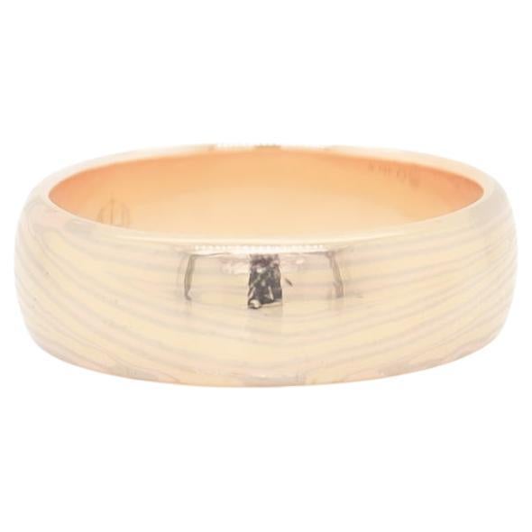 Signed George Sawyer 14K Gold Mokume-gane Half Round Band Ring