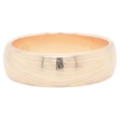 Signed George Sawyer 14K Gold Mokume-gane Half Round Band Ring