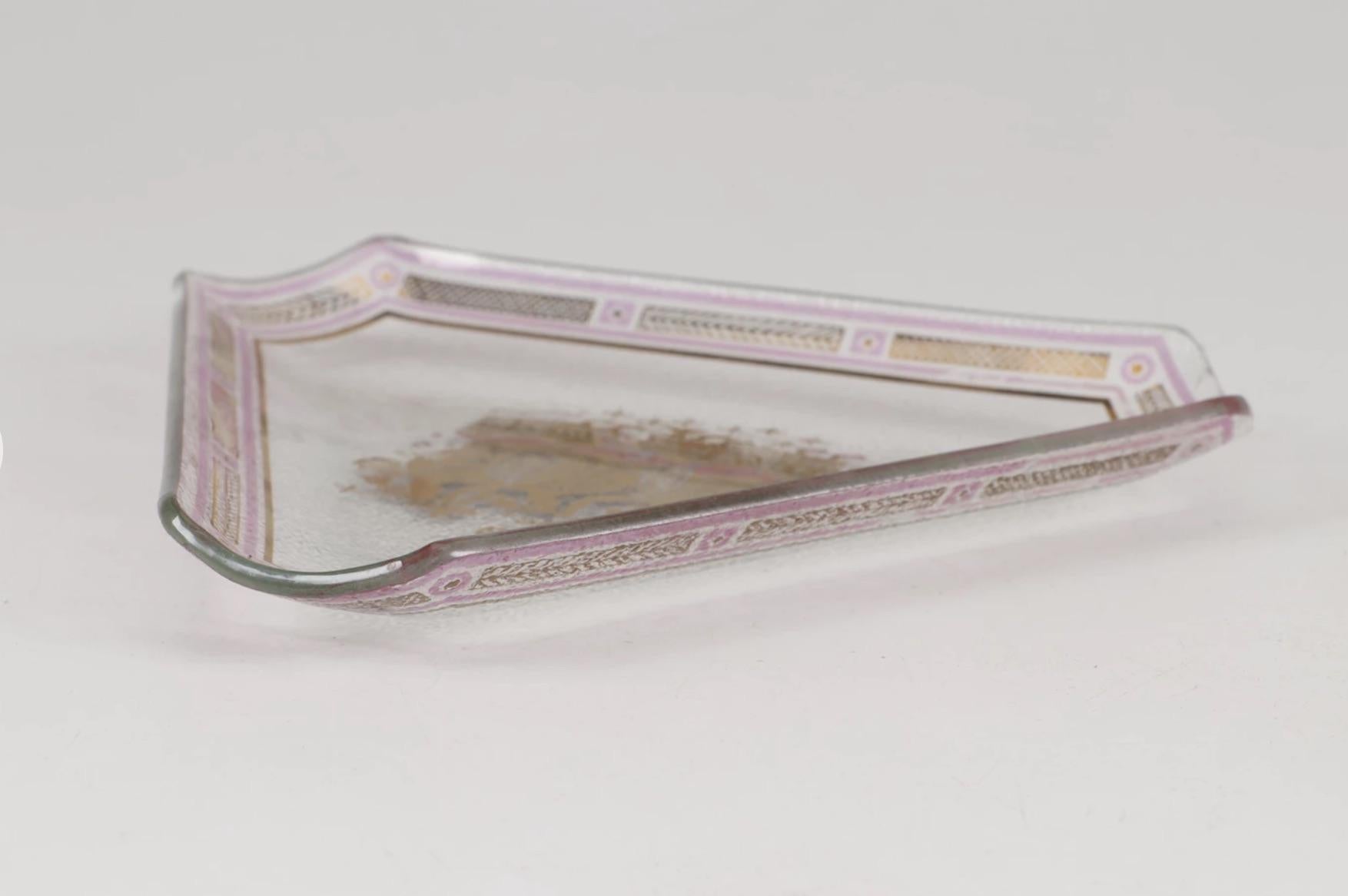 American Signed Georges Briard Set of 3 Gold on Glass Serving Trays, 1950s For Sale