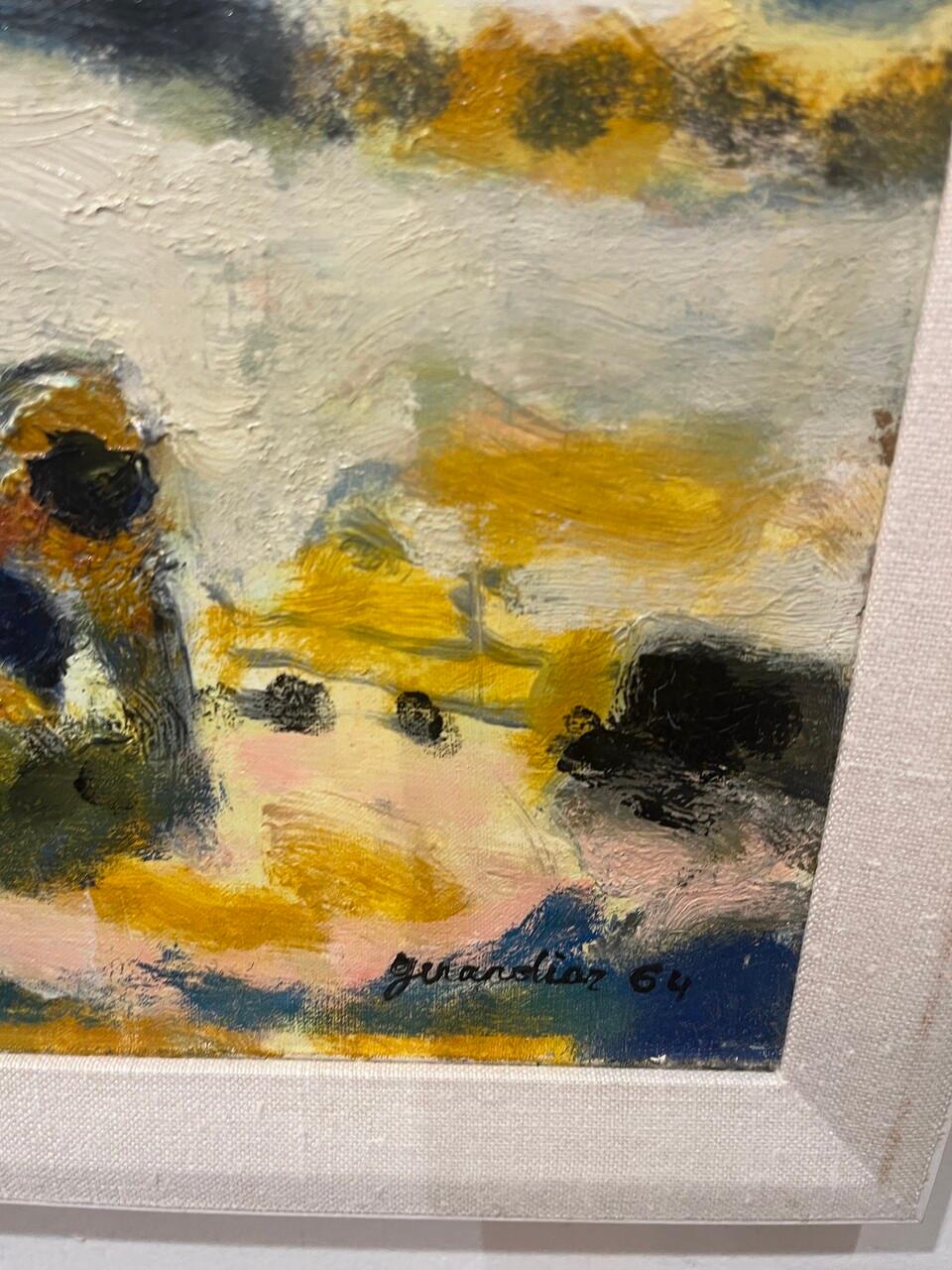 Signiert Gerard Diaz Öl auf Leinwand „Etang de Thau“ 1964 im Zustand „Gut“ im Angebot in Houston, TX