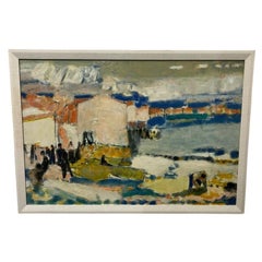 Signed Gerard Diaz Oil on Canvas "Etang de Thau" 1964