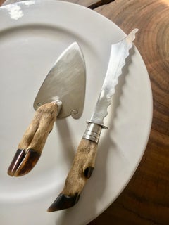 Signiert Gerardo Lopez Taxco Sterling Kuchen- und Messerheber mit Hoofgriffen