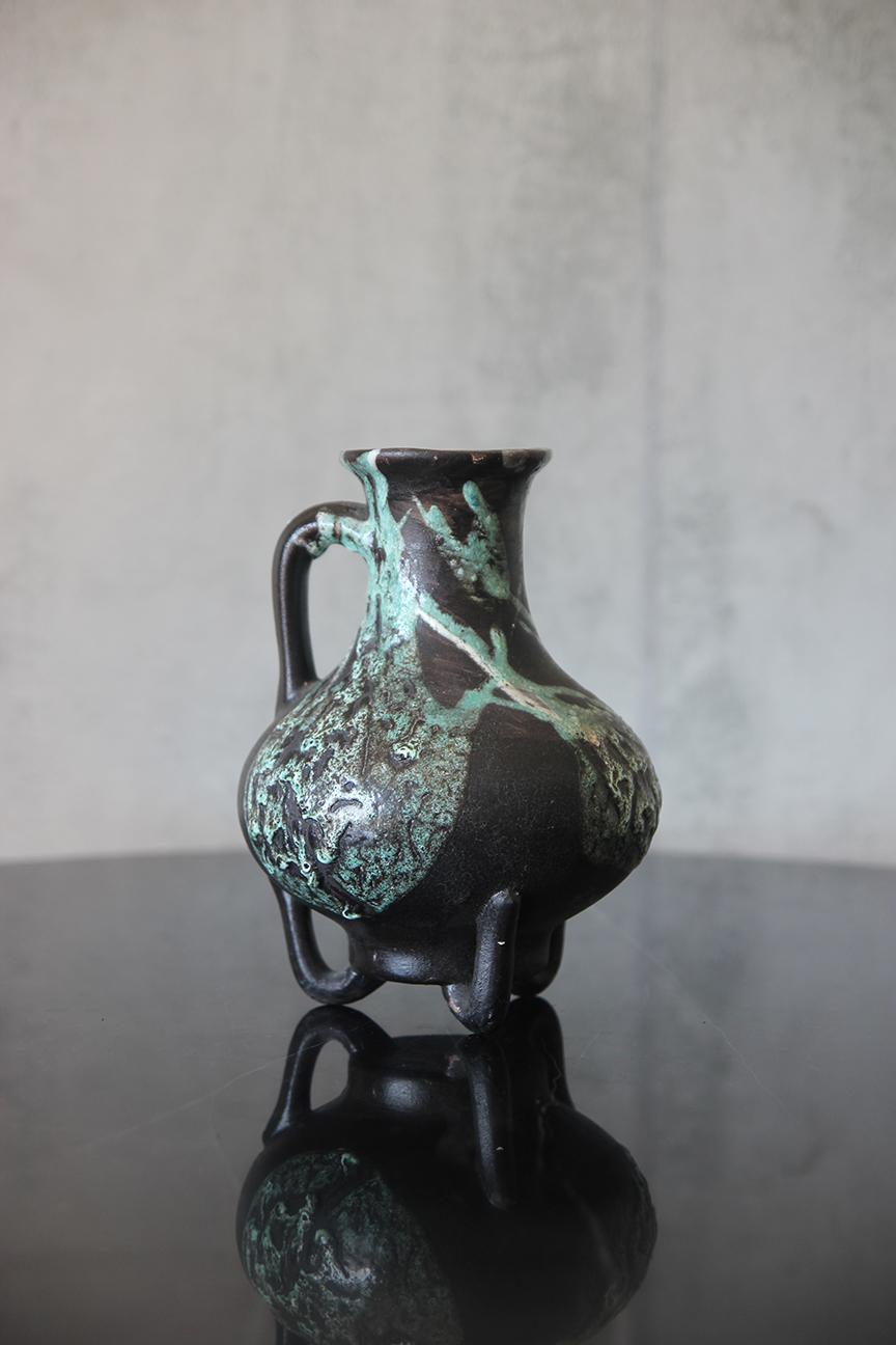 Mid-Century Modern Pichet allemand signé vert menthe et gris foncé en vente