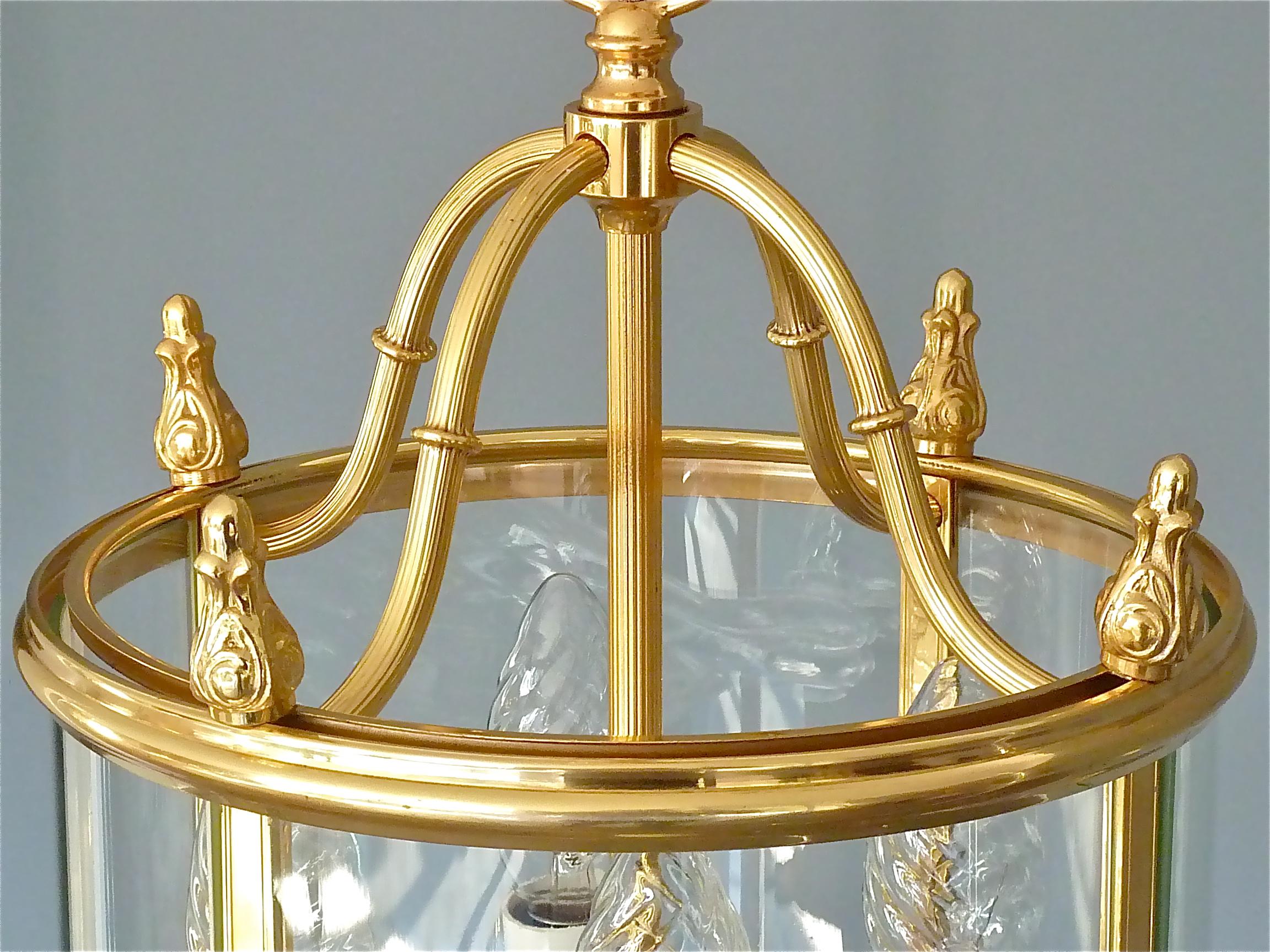 Signed Gilt Brass and Glass Lantern by Gaetano Sciolari Italian Empire Style 5