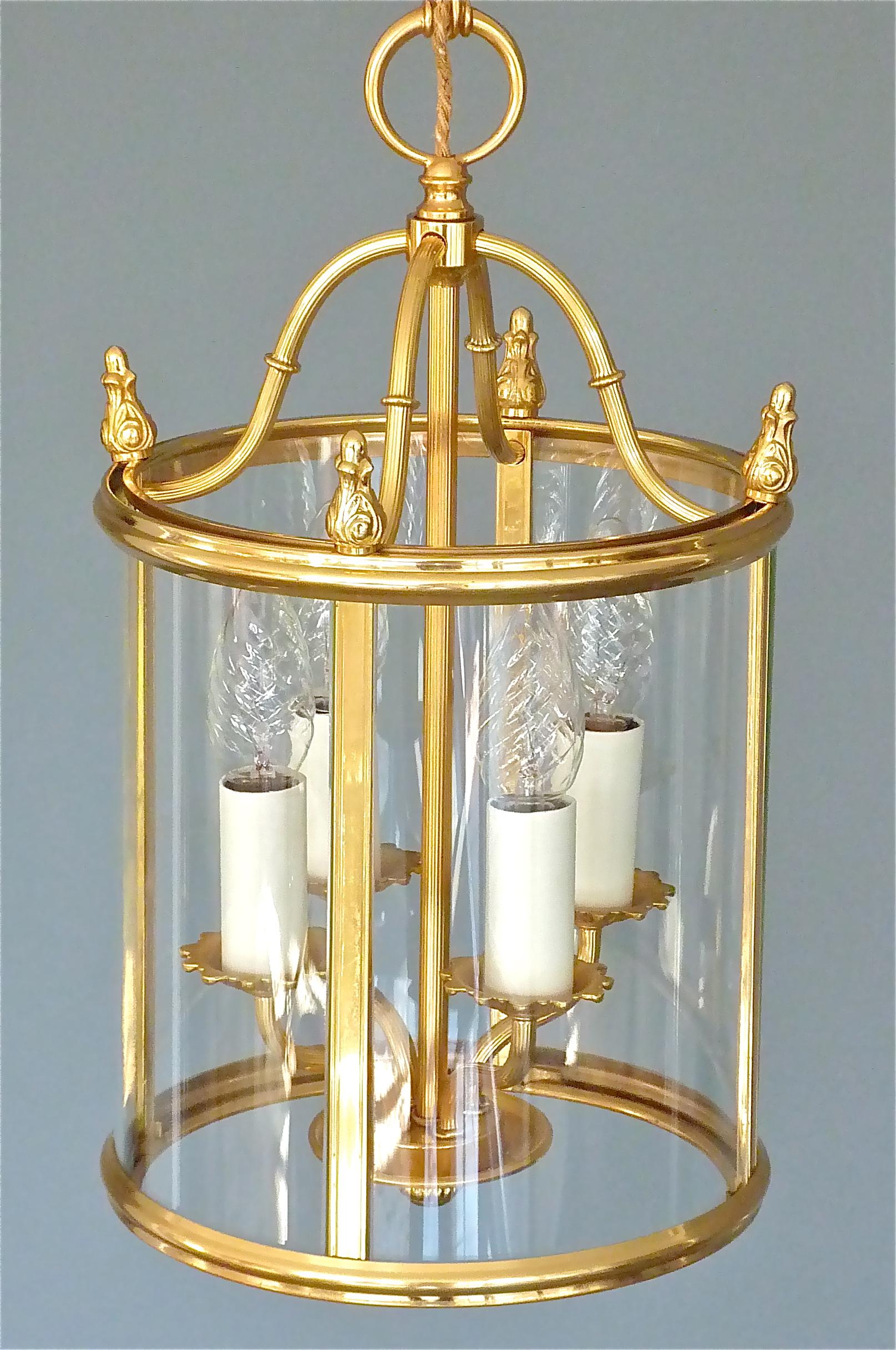 Signed Gilt Brass and Glass Lantern by Gaetano Sciolari Italian Empire Style 6