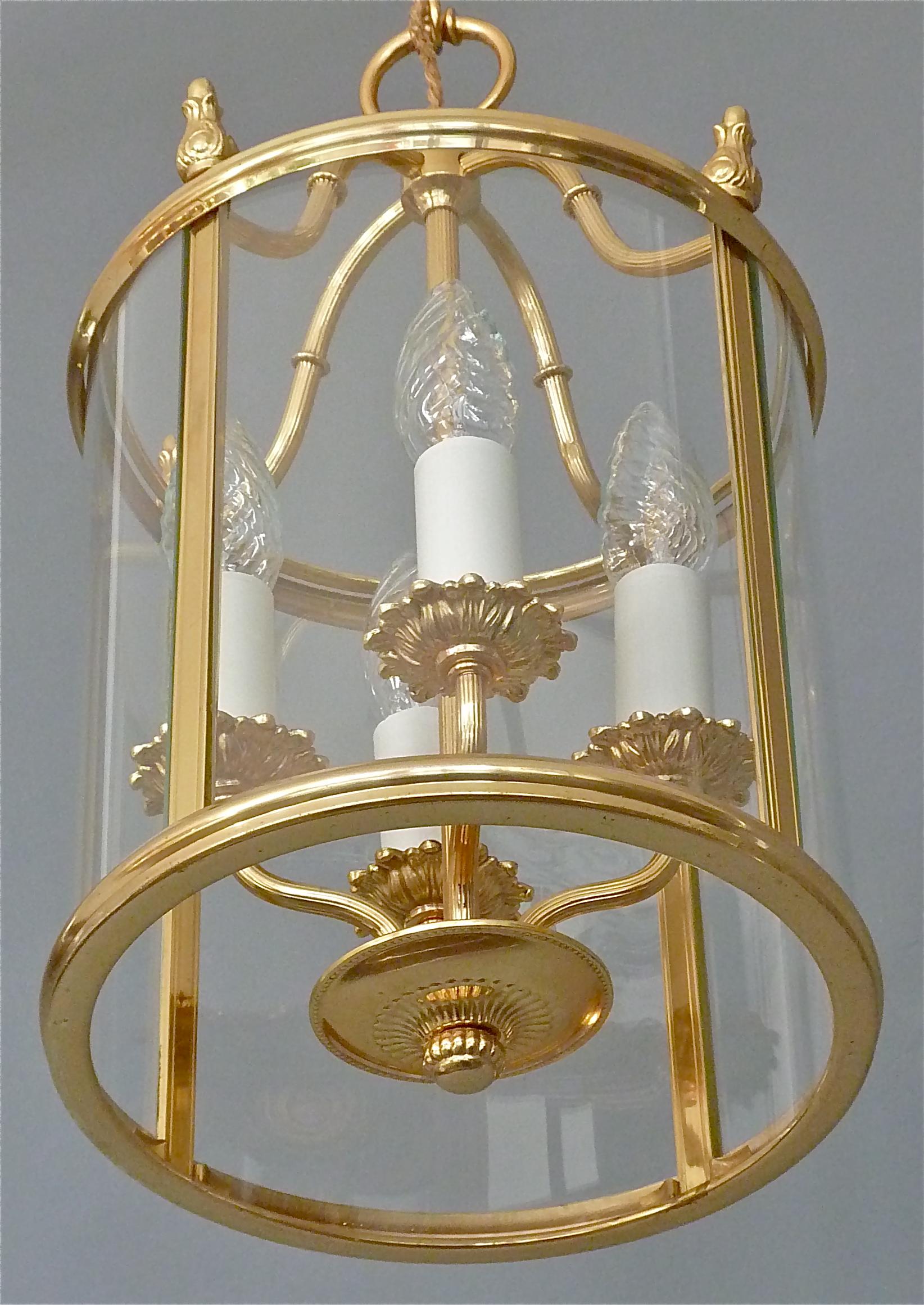 Signed Gilt Brass and Glass Lantern by Gaetano Sciolari Italian Empire Style 7