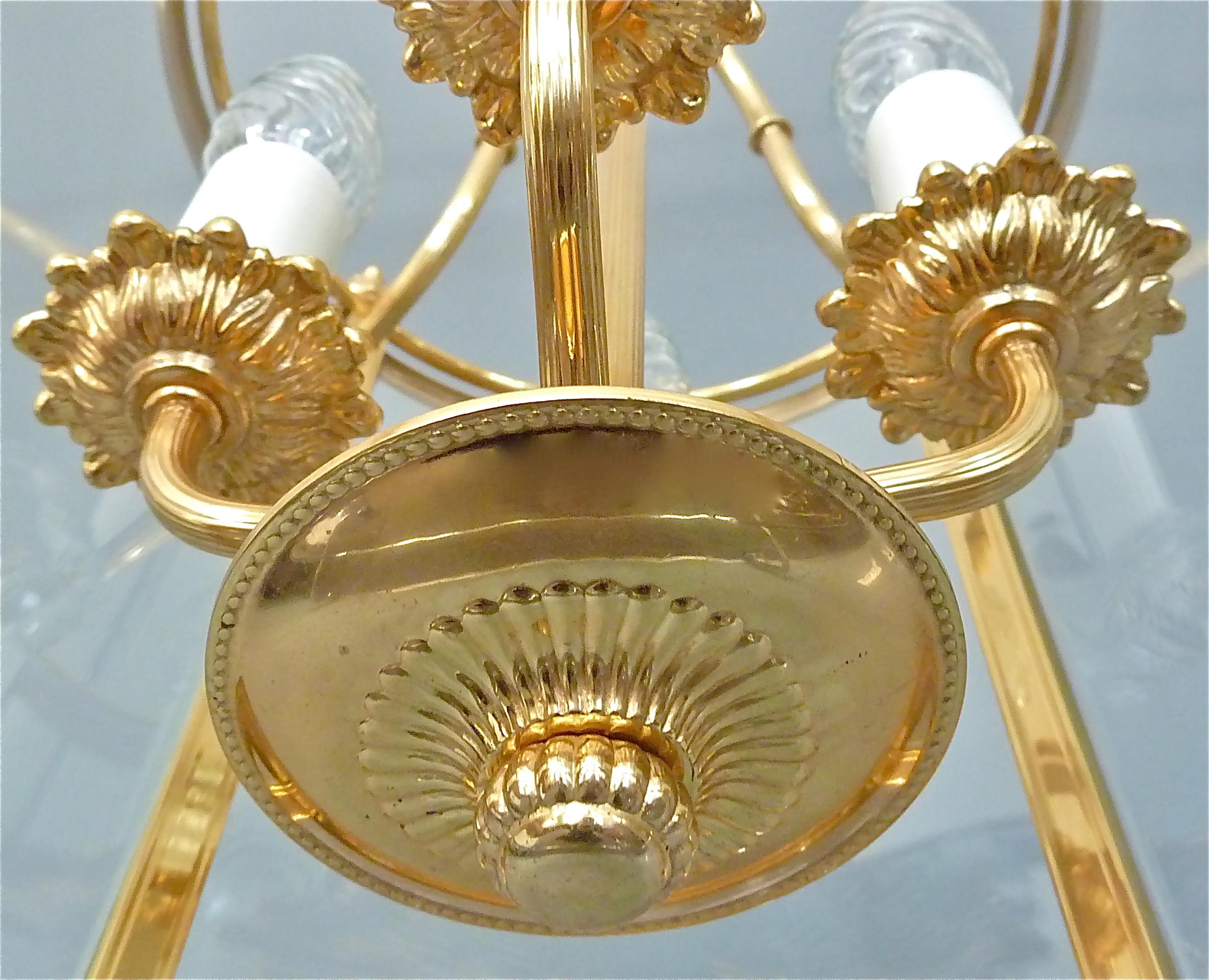 Signed Gilt Brass and Glass Lantern by Gaetano Sciolari Italian Empire Style 10